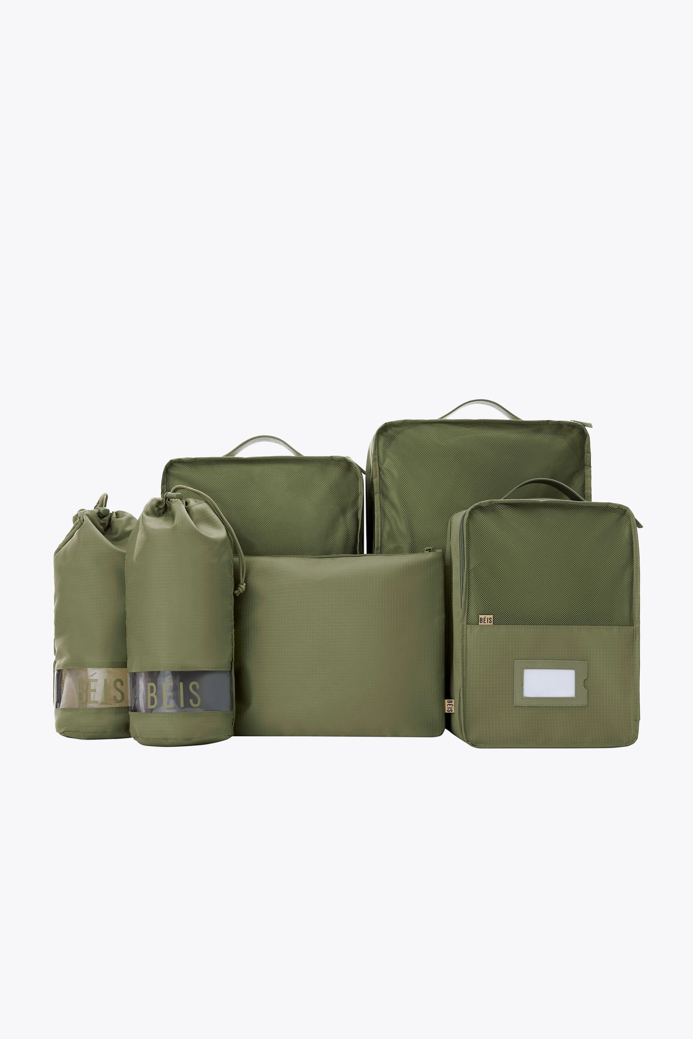 The Packing Cubes in Olive sold by Beis