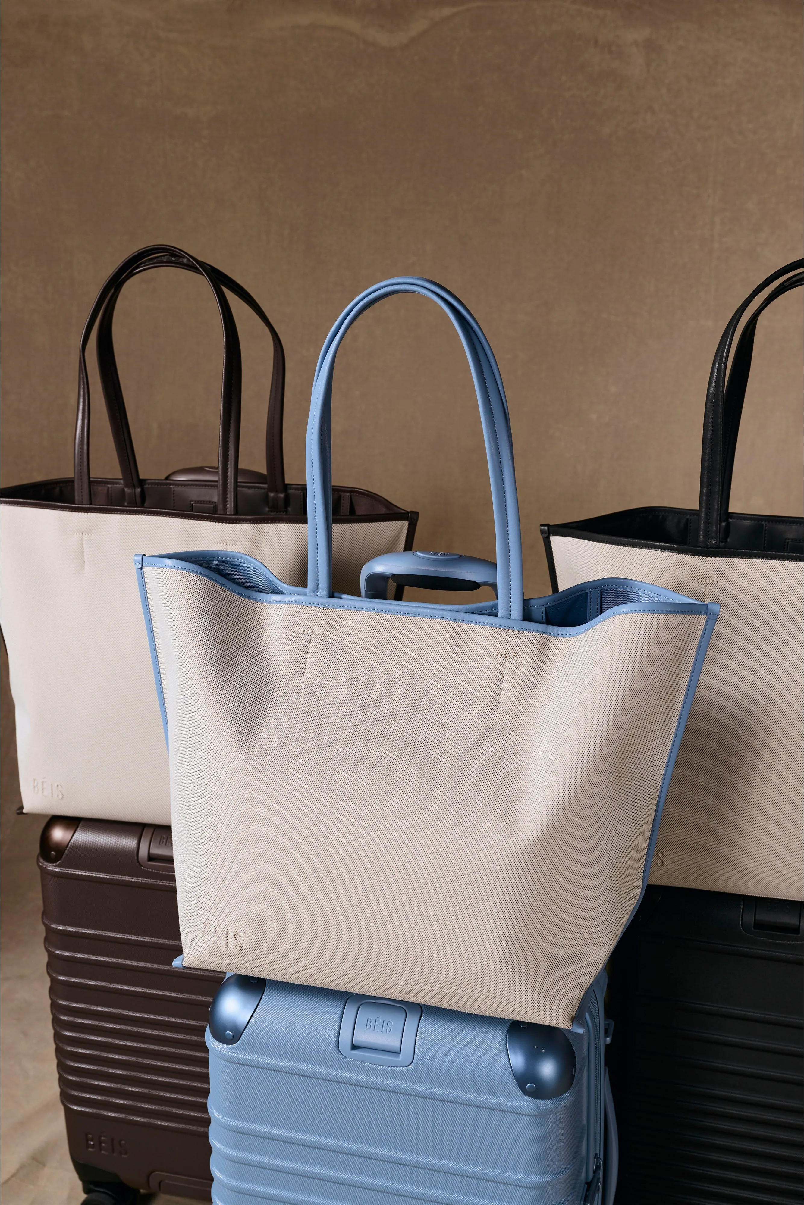 The Canvas and Leather Tote in Dusty Blue sold by Beis product image thumbnail 4