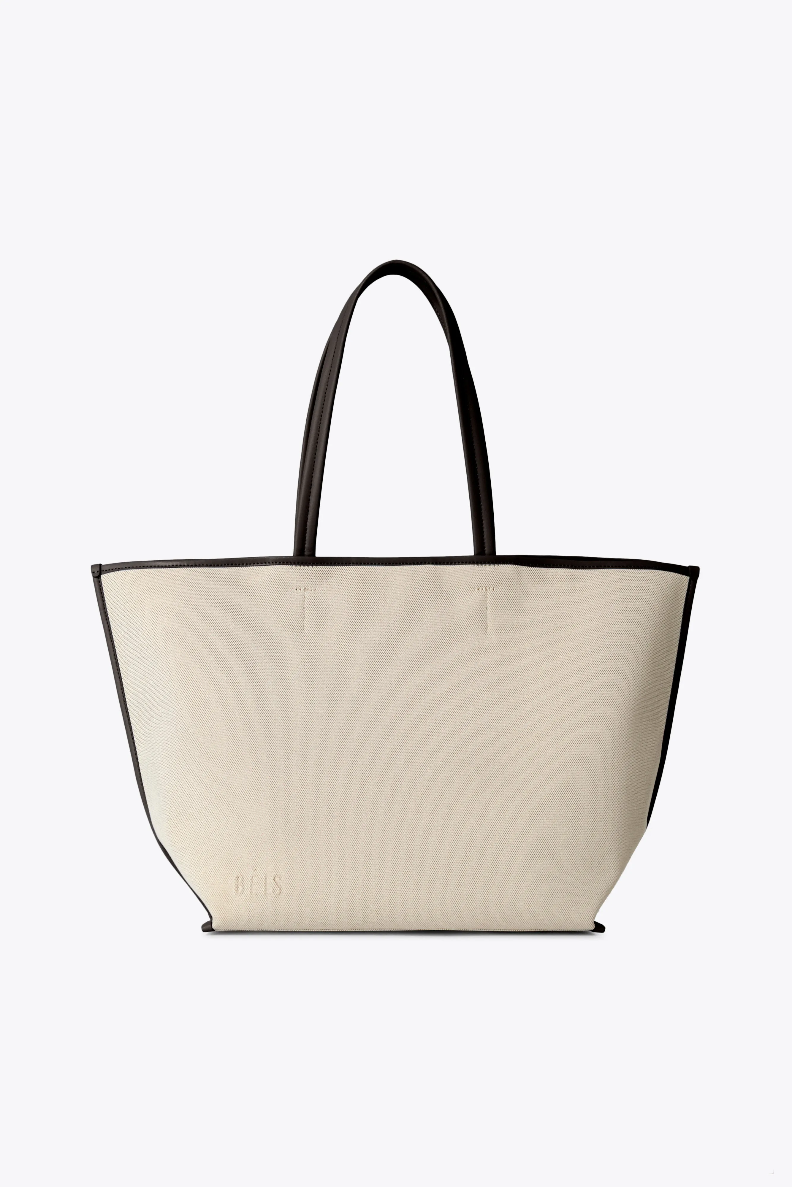 The Canvas and Leather Tote in Espresso sold by Beis