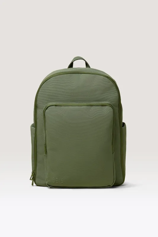 The Travel Backpack in Olive made by Beis