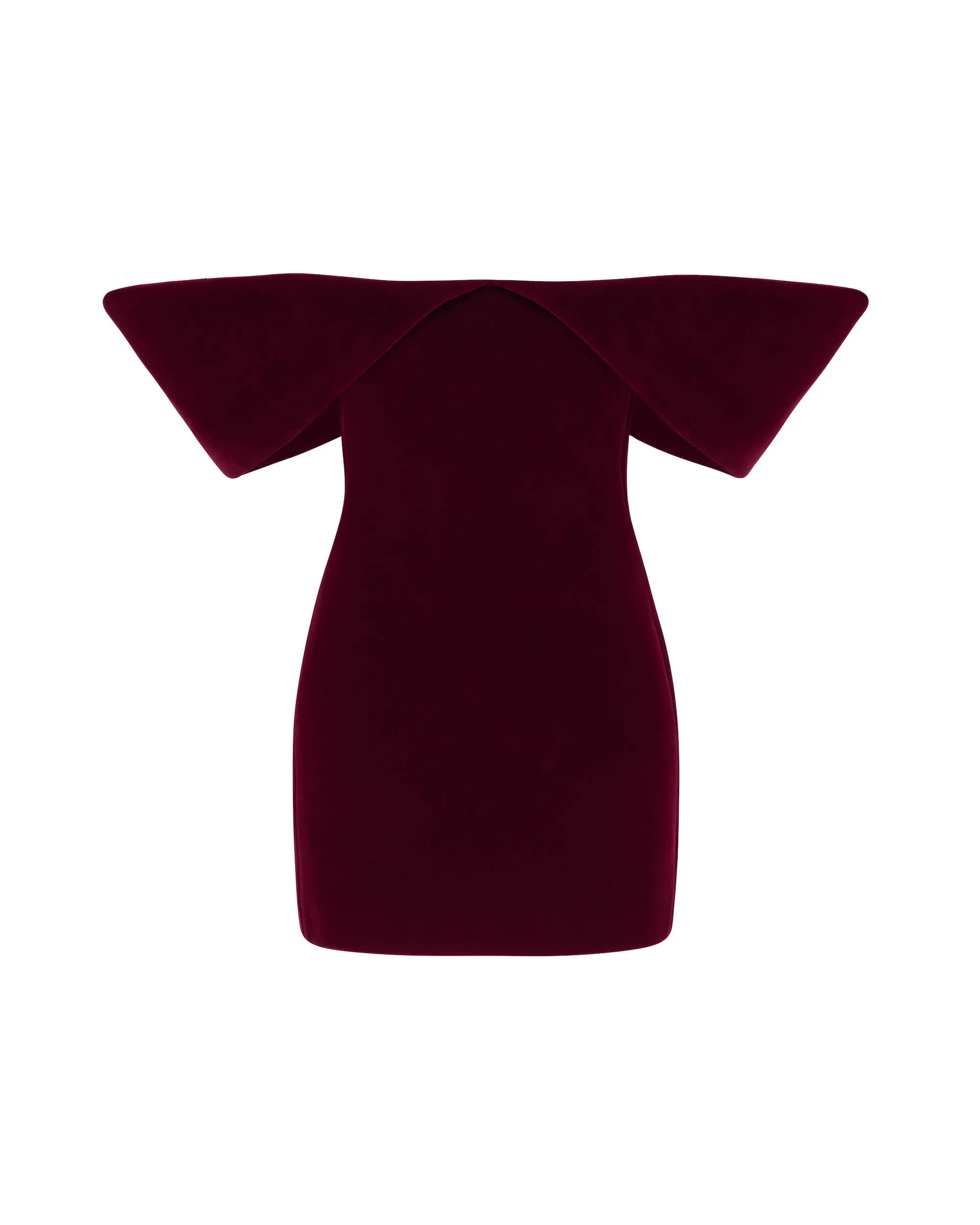 OFF SHOULDER SCULPTURED MINI DRESS IN BURGUNDY sold by David Koma