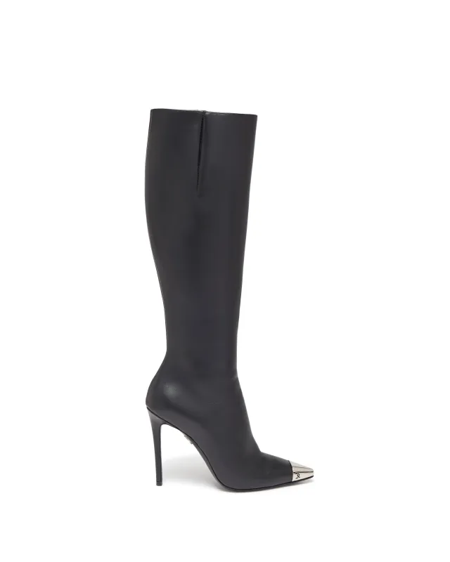 NAPA LEATHER KNEE HIGH BOOTS IN BLACK sold by David Koma
