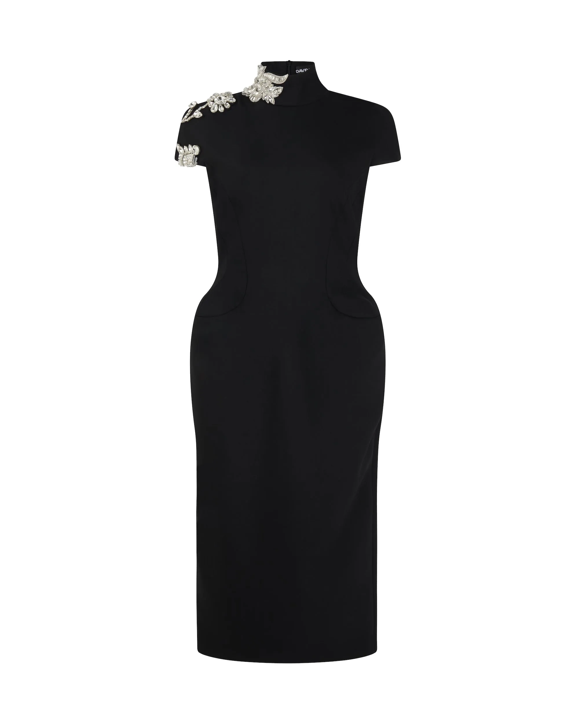 CRYSTAL BROOCH MIDI DRESS WITH PADDED HIPS sold by David Koma