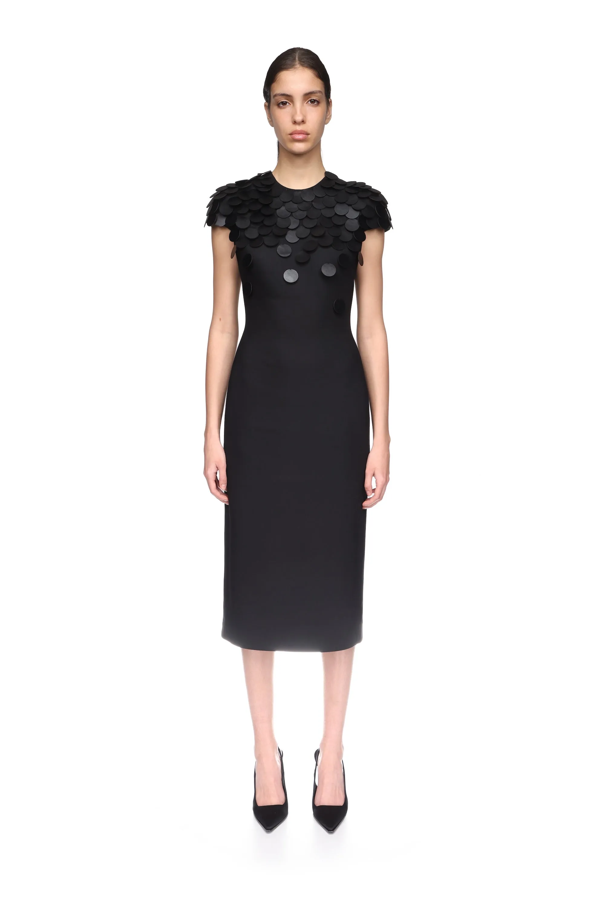 GRADIENT FAUX LEATHER DISC MIDI DRESS sold by David Koma product image thumbnail 2