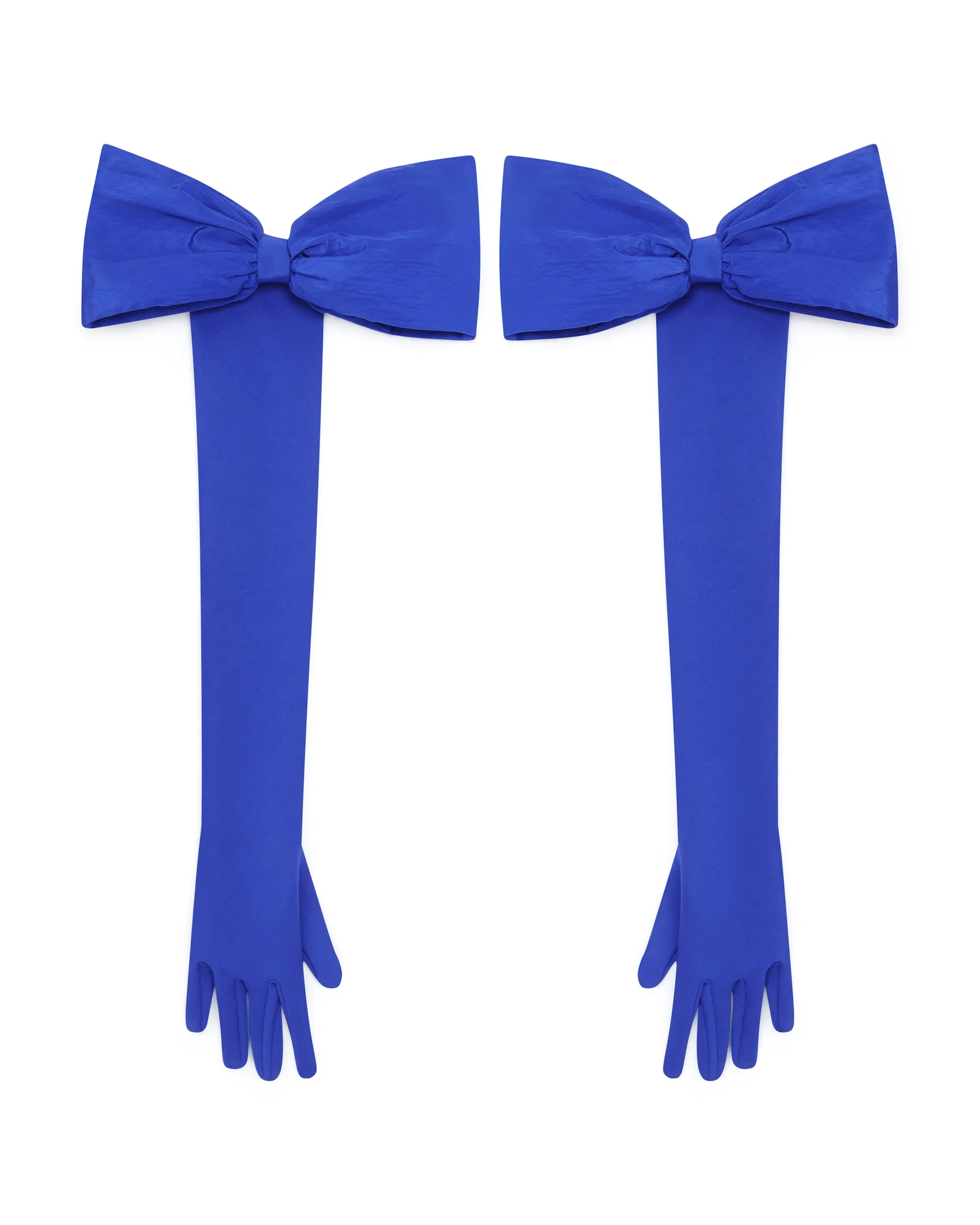 BOW DETAIL LONG JERSEY GLOVES IN BLUE sold by David Koma