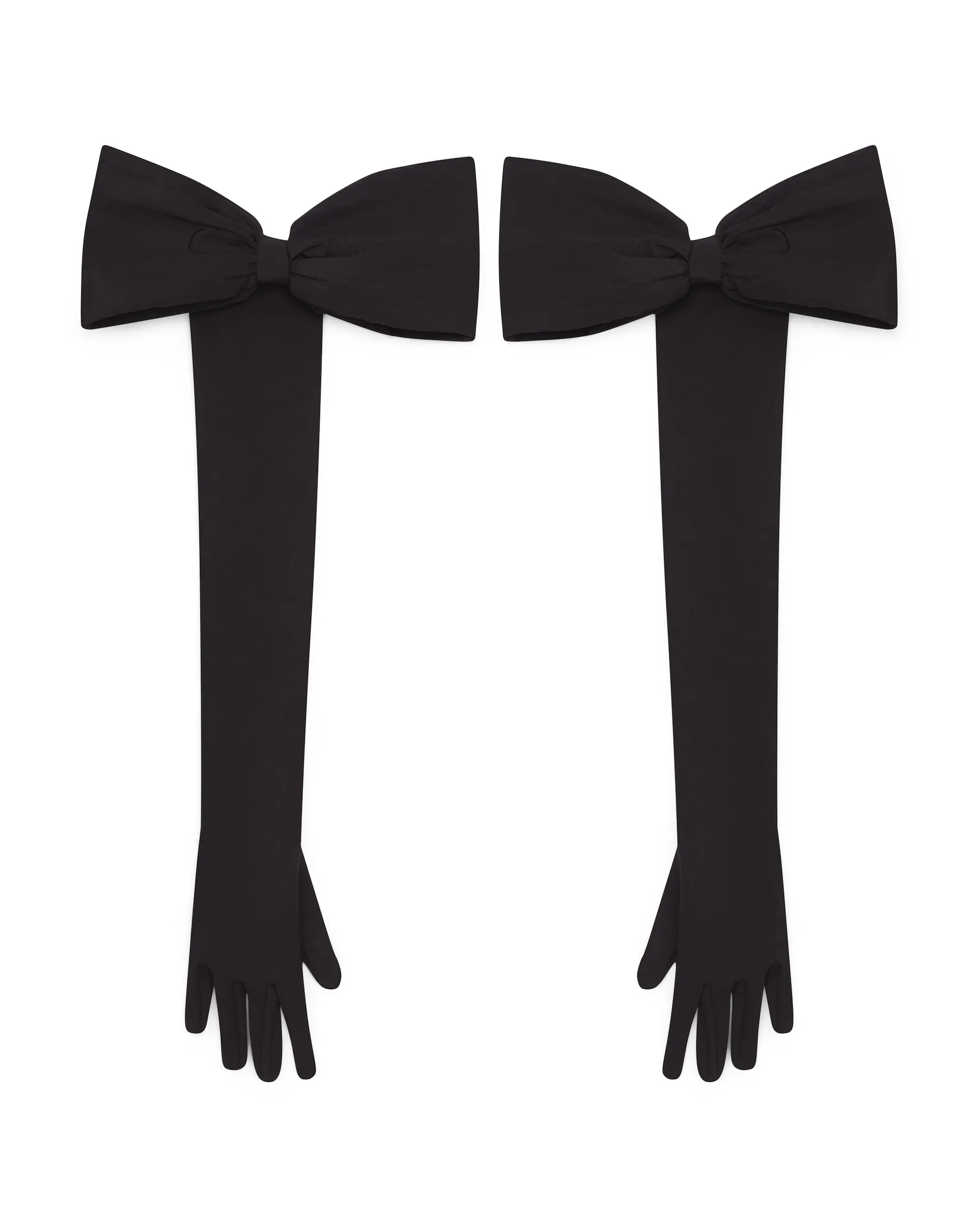 BOW DETAIL LONG JERSEY GLOVES IN BLACK sold by David Koma