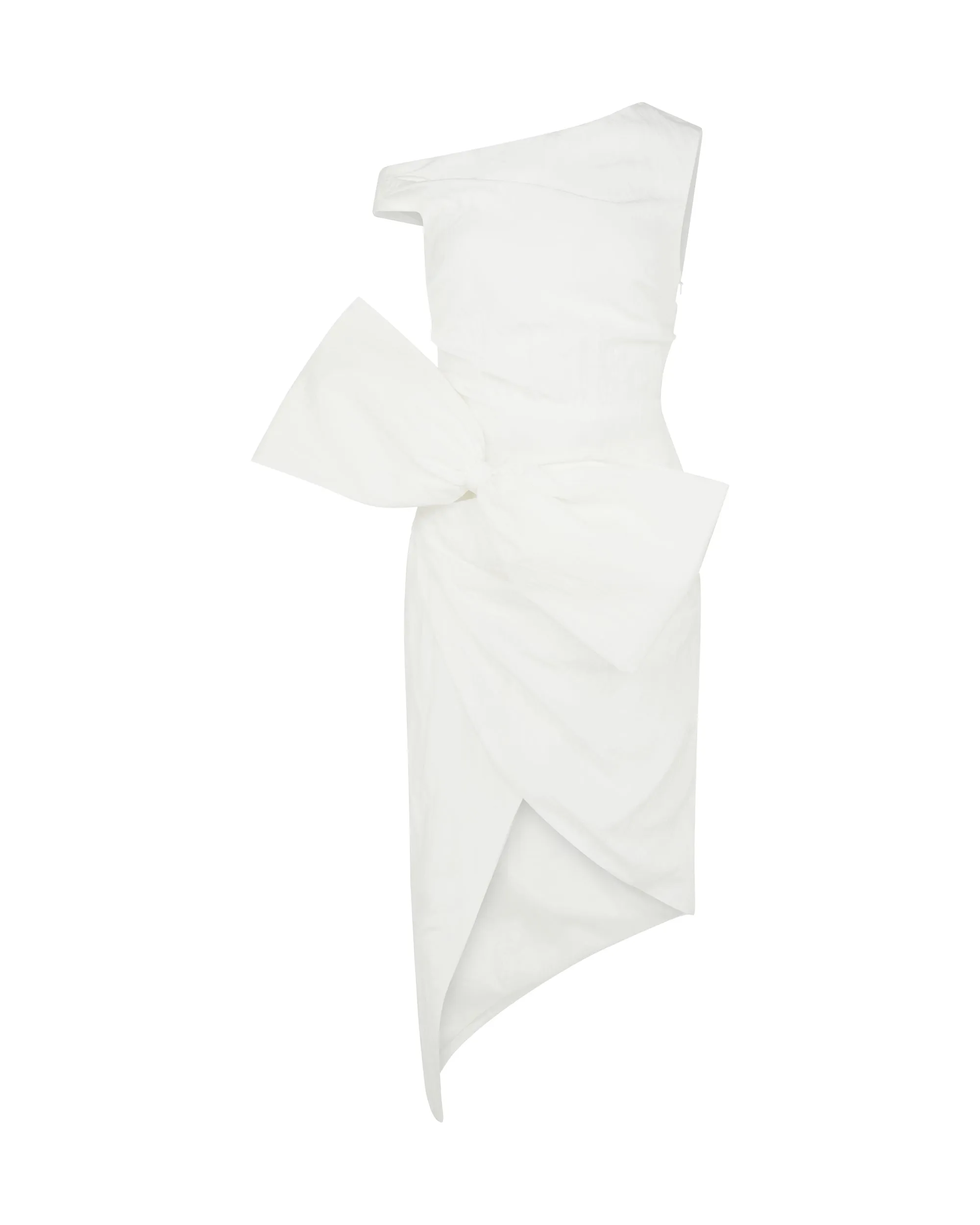 DROP SHOULDER MIDI DRESS WITH BOW IN WHITE sold by David Koma