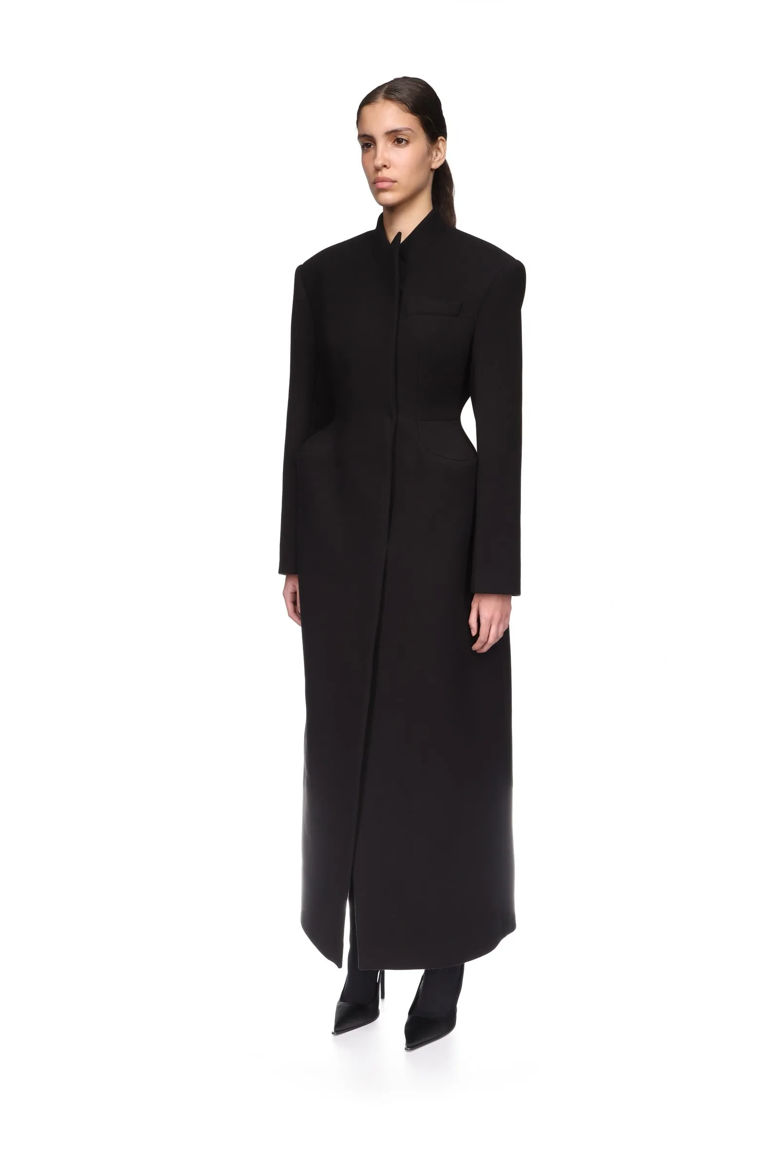 PADDED HIP DETAIL WOOL COAT sold by David Koma product image thumbnail 3