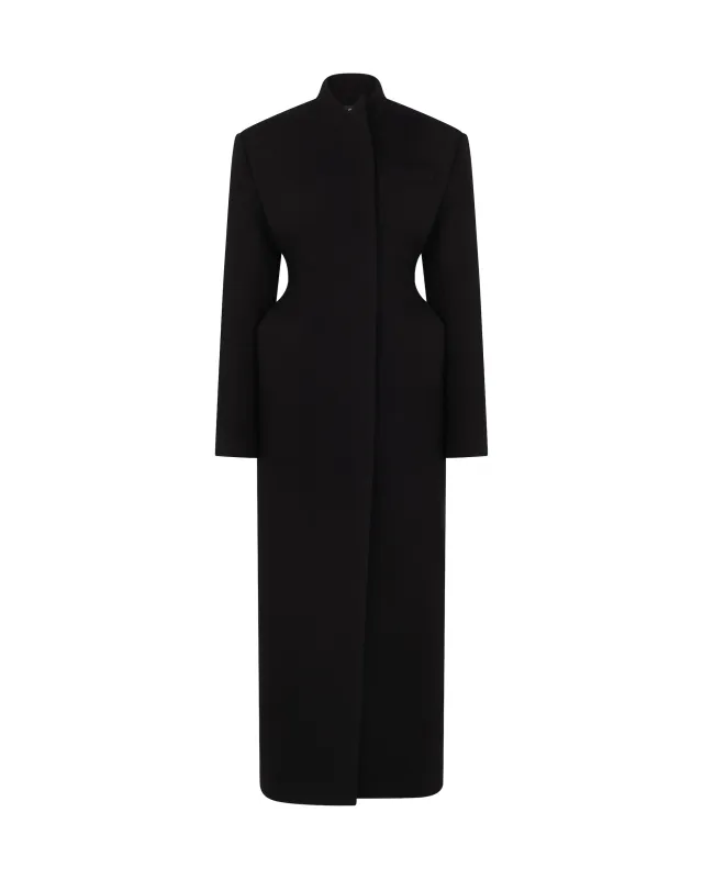 PADDED HIP DETAIL WOOL COAT made by David Koma