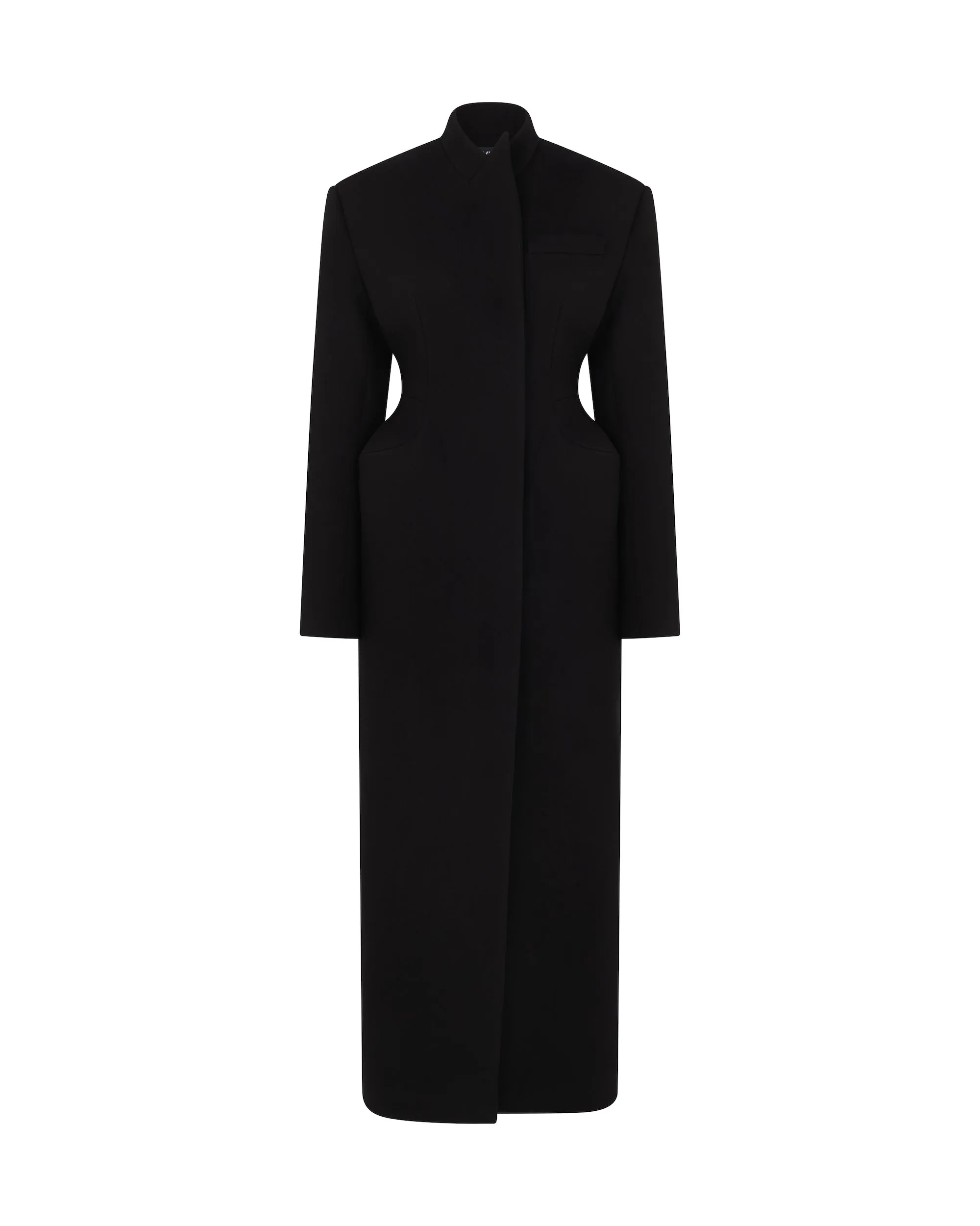 PADDED HIP DETAIL WOOL COAT sold by David Koma