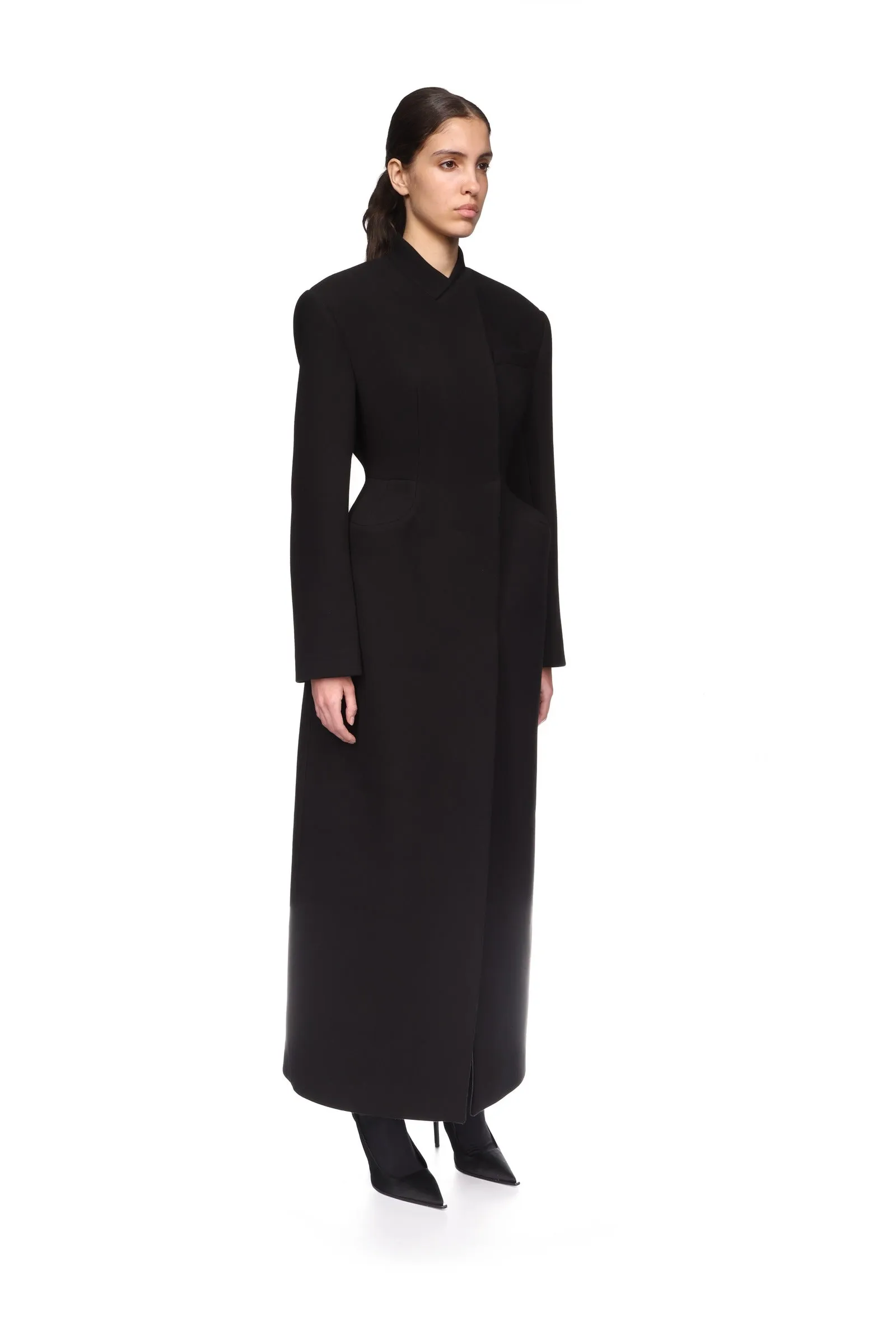 PADDED HIP DETAIL WOOL COAT sold by David Koma product image thumbnail 4
