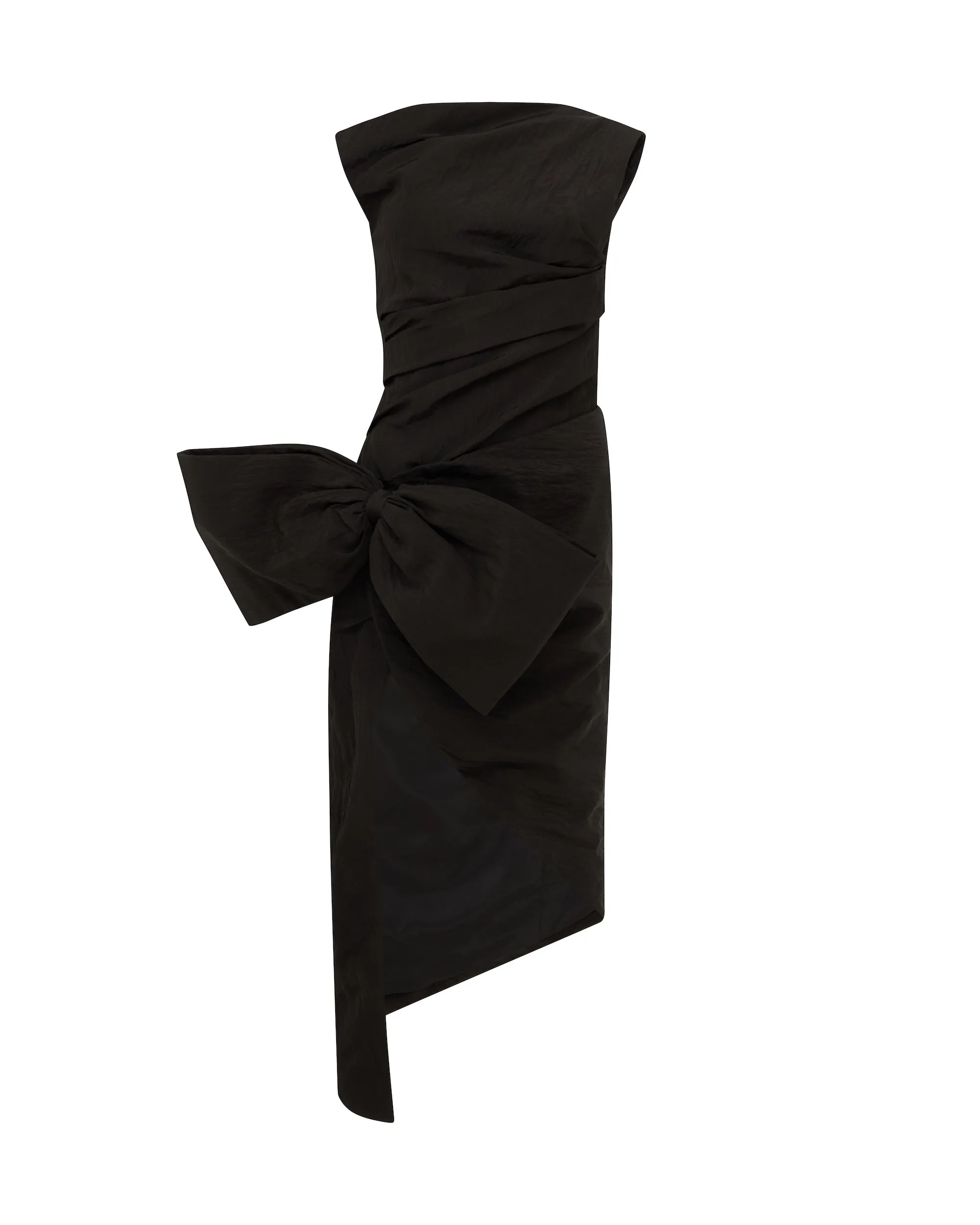 DROP SHOULDER MIDI DRESS WITH BOW IN BLACK sold by David Koma