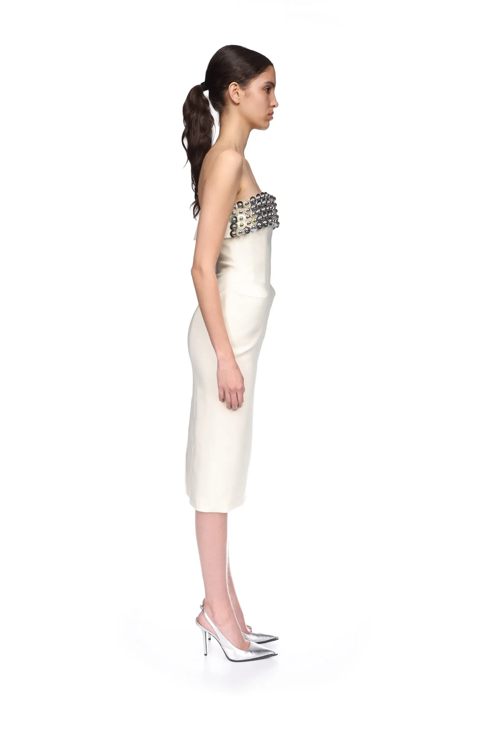 SILVER SPHERES BUST AND PADDED HIP MIDI DRESS sold by David Koma product image thumbnail 5