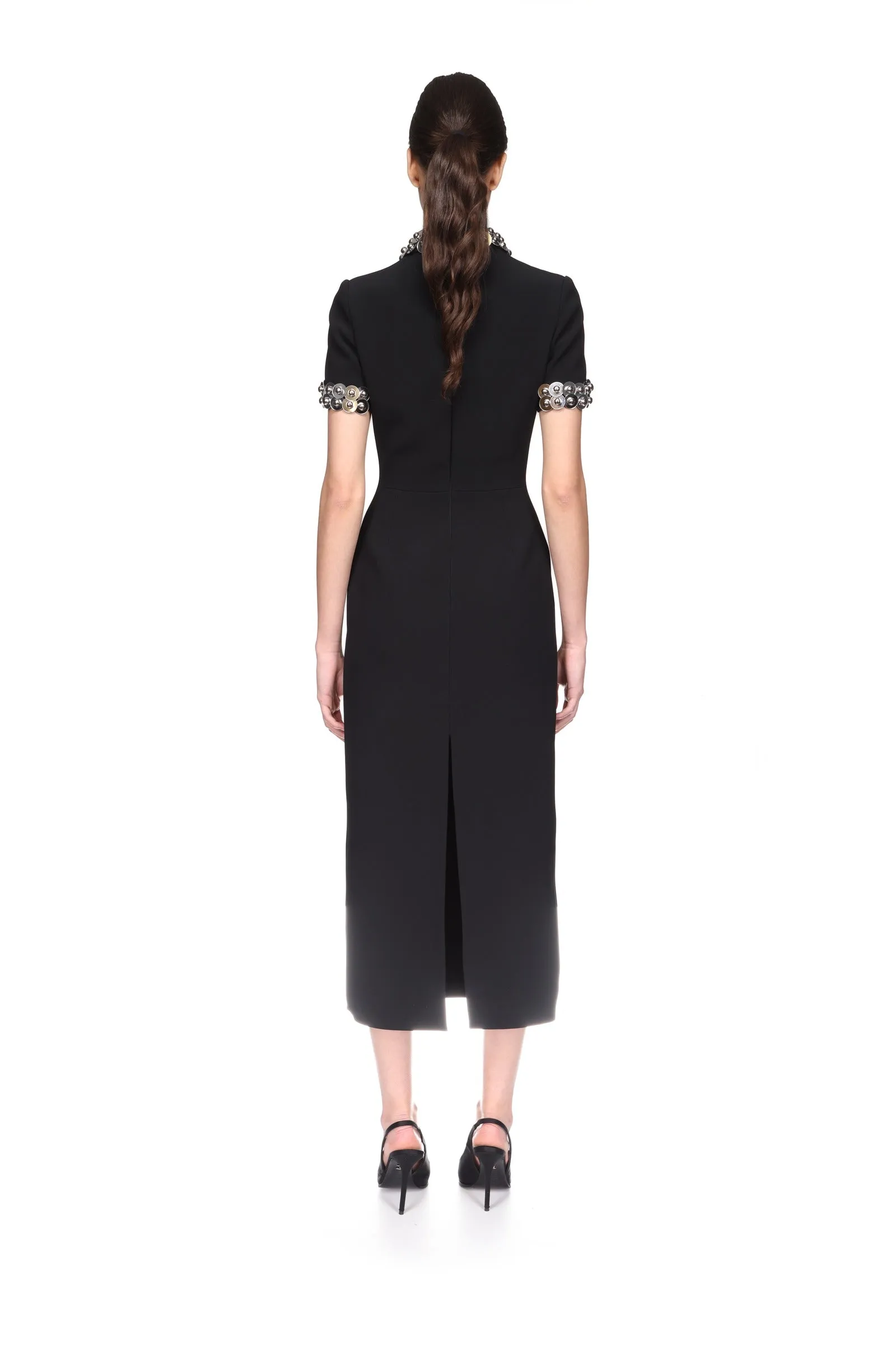 SILVER SPHERE COLLAR AND SLEEVE MIDI DRESS sold by David Koma product image thumbnail 5