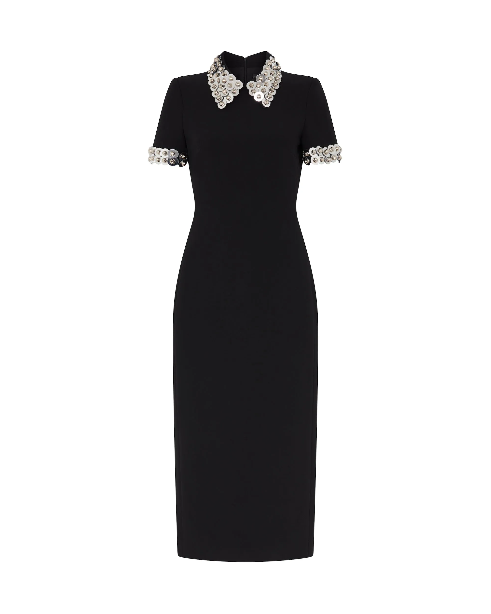 SILVER SPHERE COLLAR AND SLEEVE MIDI DRESS sold by David Koma