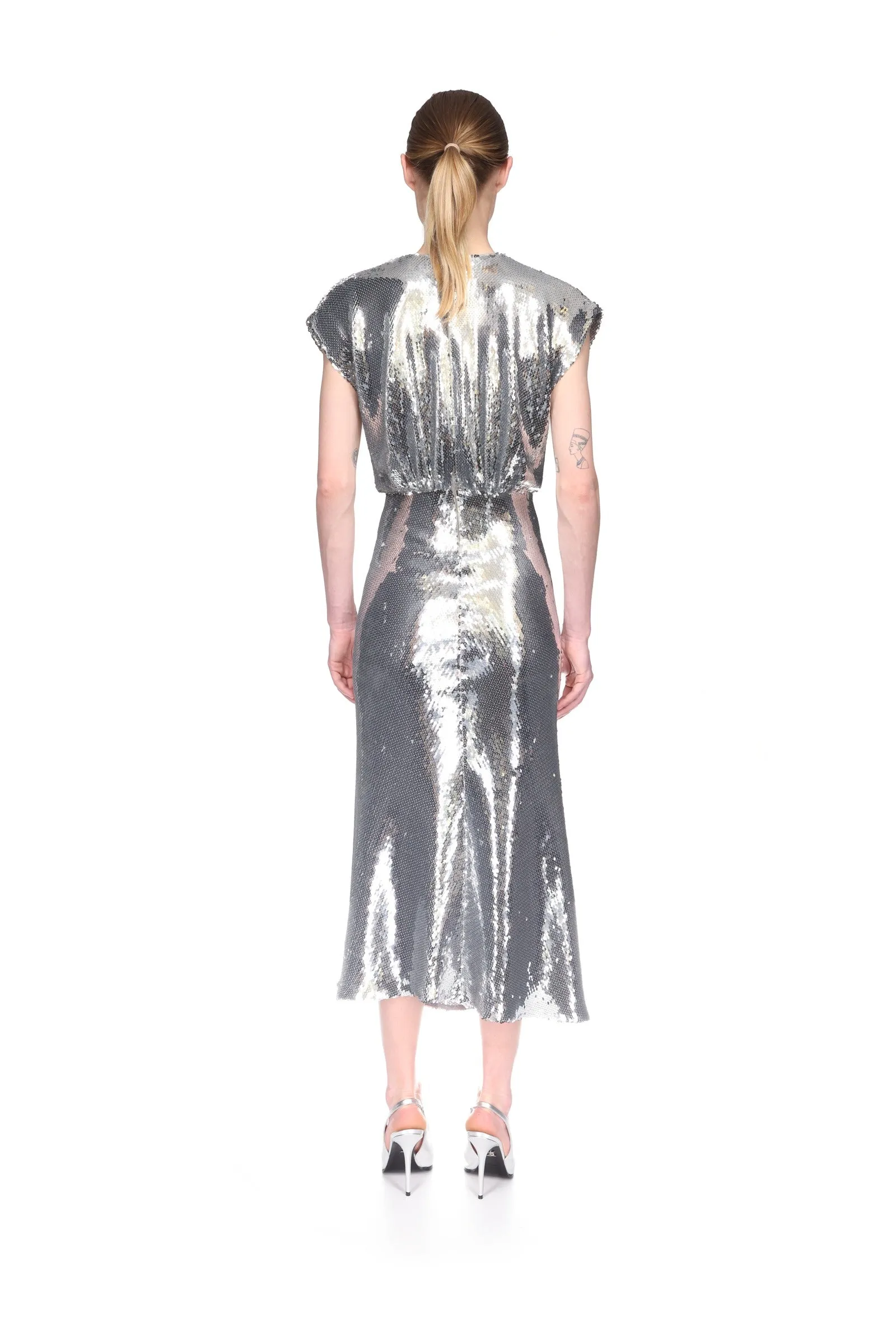 SLEEVELESS BLOUSON SEQUIN MIDI DRESS sold by David Koma product image thumbnail 5