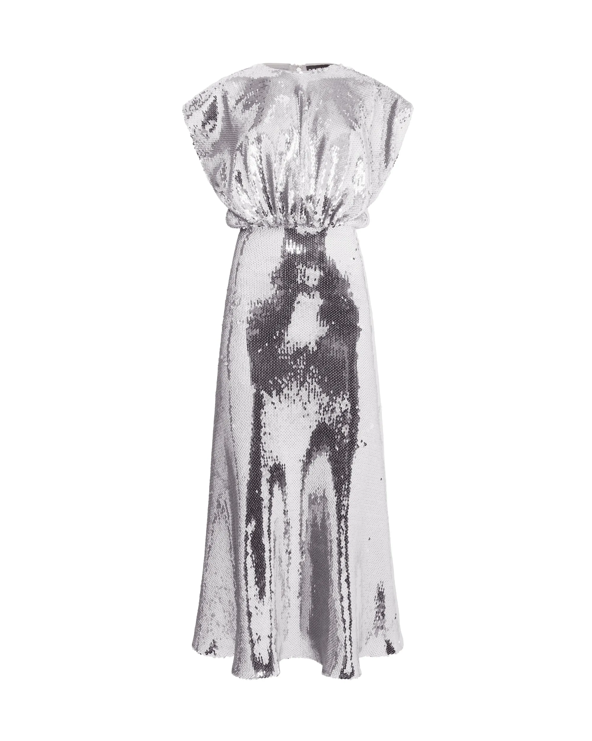 SLEEVELESS BLOUSON SEQUIN MIDI DRESS sold by David Koma