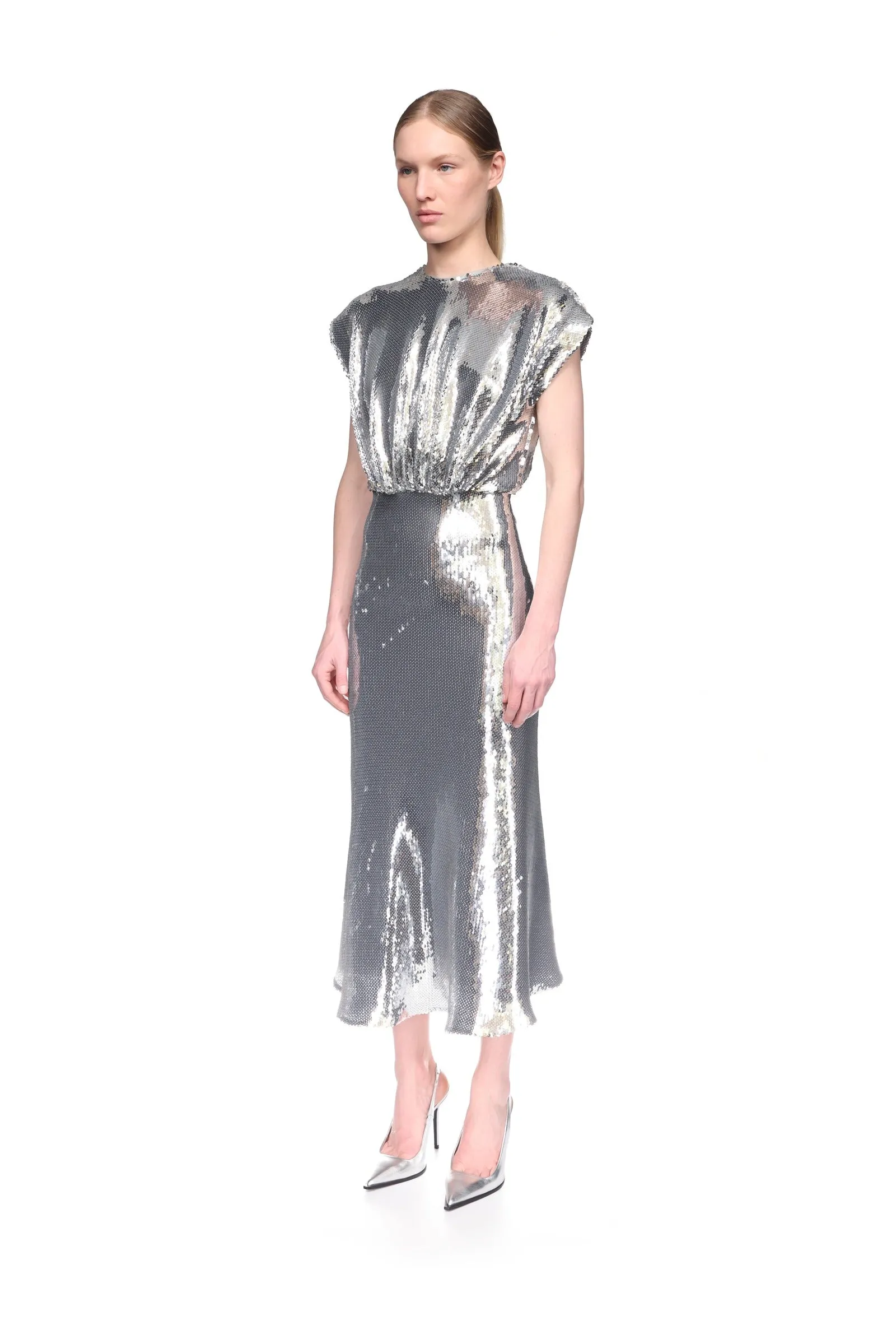SLEEVELESS BLOUSON SEQUIN MIDI DRESS sold by David Koma product image thumbnail 3