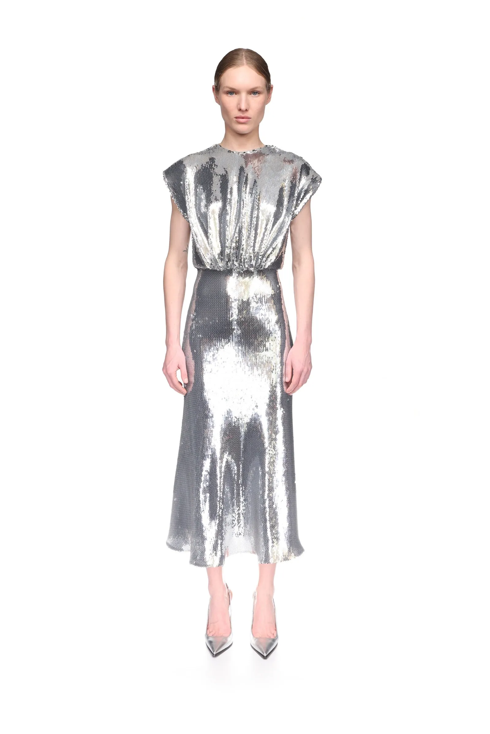 SLEEVELESS BLOUSON SEQUIN MIDI DRESS sold by David Koma product image thumbnail 2