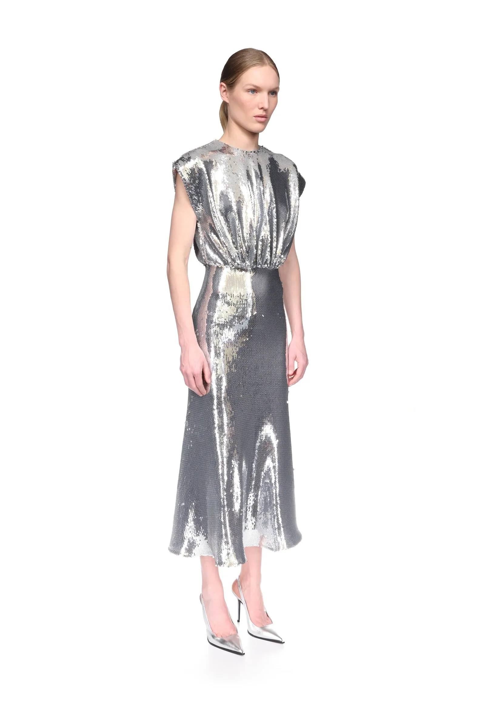 SLEEVELESS BLOUSON SEQUIN MIDI DRESS sold by David Koma product image thumbnail 4