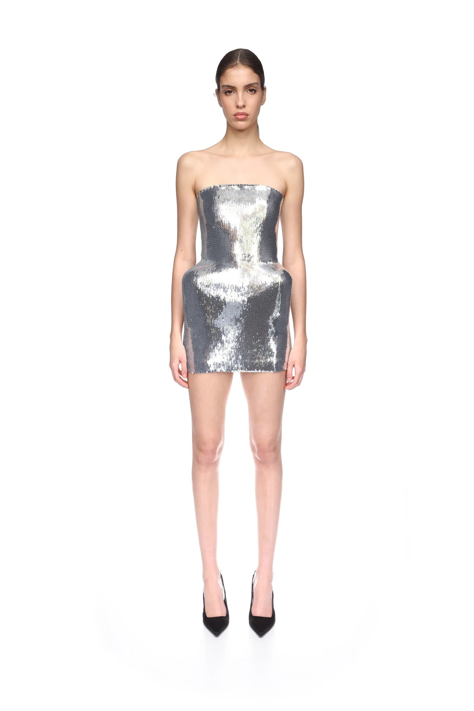 PADDED HIP DETAIL SEQUIN MINI DRESS sold by David Koma product image thumbnail 2