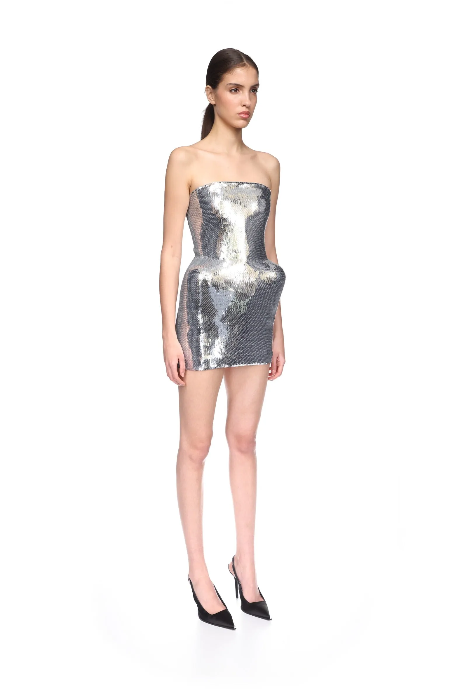 PADDED HIP DETAIL SEQUIN MINI DRESS sold by David Koma product image thumbnail 4