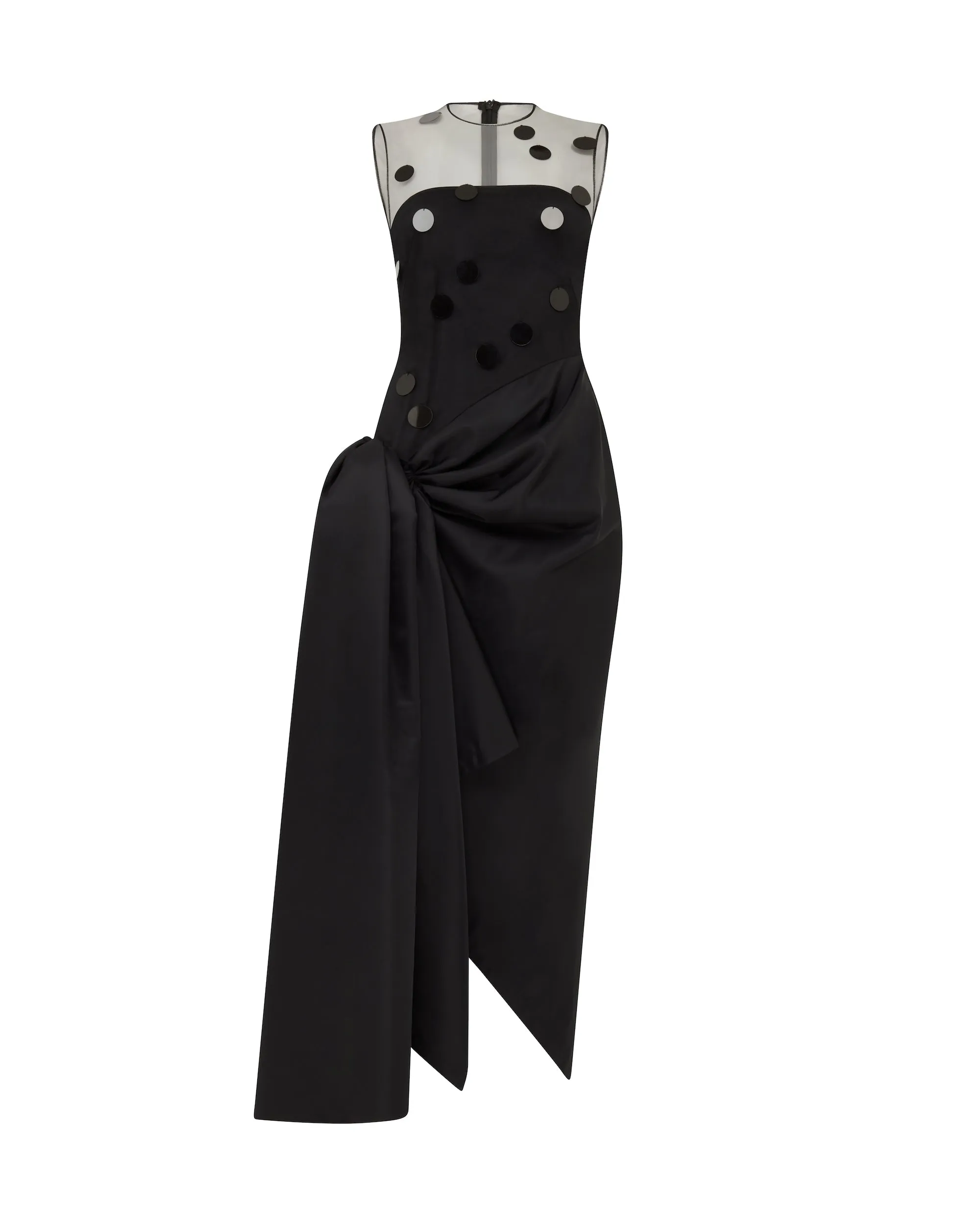 POLKA-DOT DISCS AND DRAPED SKIRT MIDI DRESS sold by David Koma