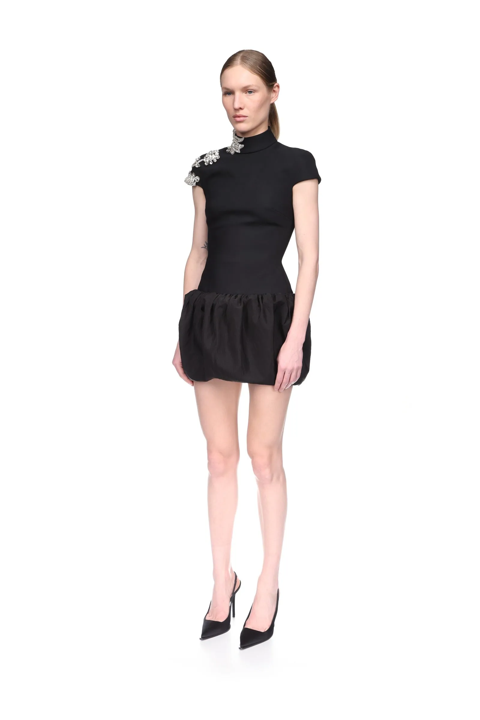 CRYSTAL BROOCH AND PUFF SKIRT MINI DRESS sold by David Koma product image thumbnail 3