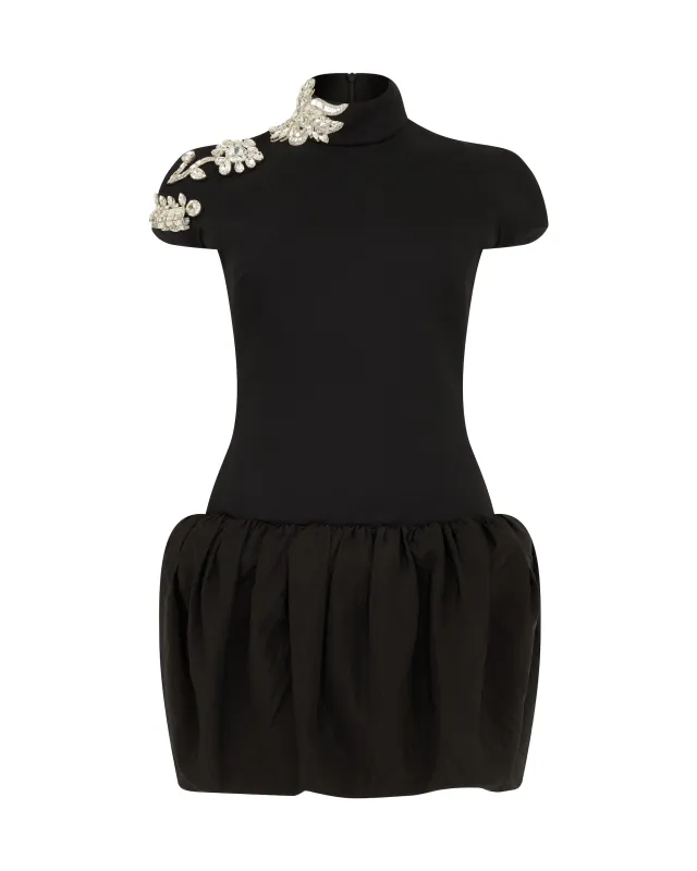 CRYSTAL BROOCH AND PUFF SKIRT MINI DRESS made by David Koma