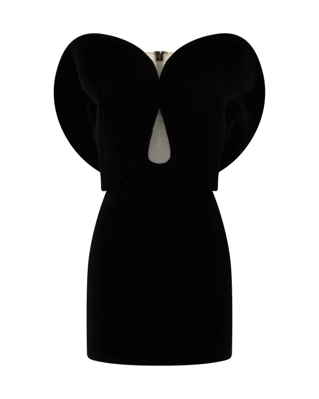 CIRCULAR SLEEVE VELVET MINI DRESS sold by David Koma