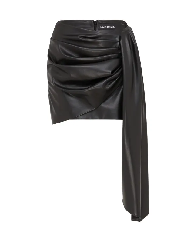 FAUX LEATHER DRAPED MINI SKIRT sold by David Koma