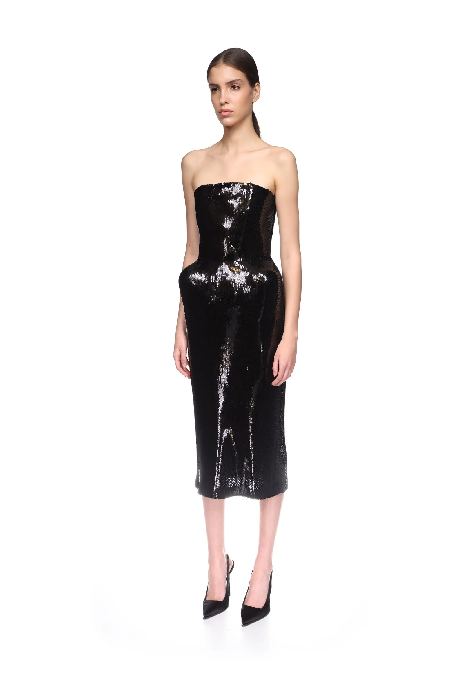 PADDED HIP DETAIL SEQUIN MIDI DRESS sold by David Koma product image thumbnail 3
