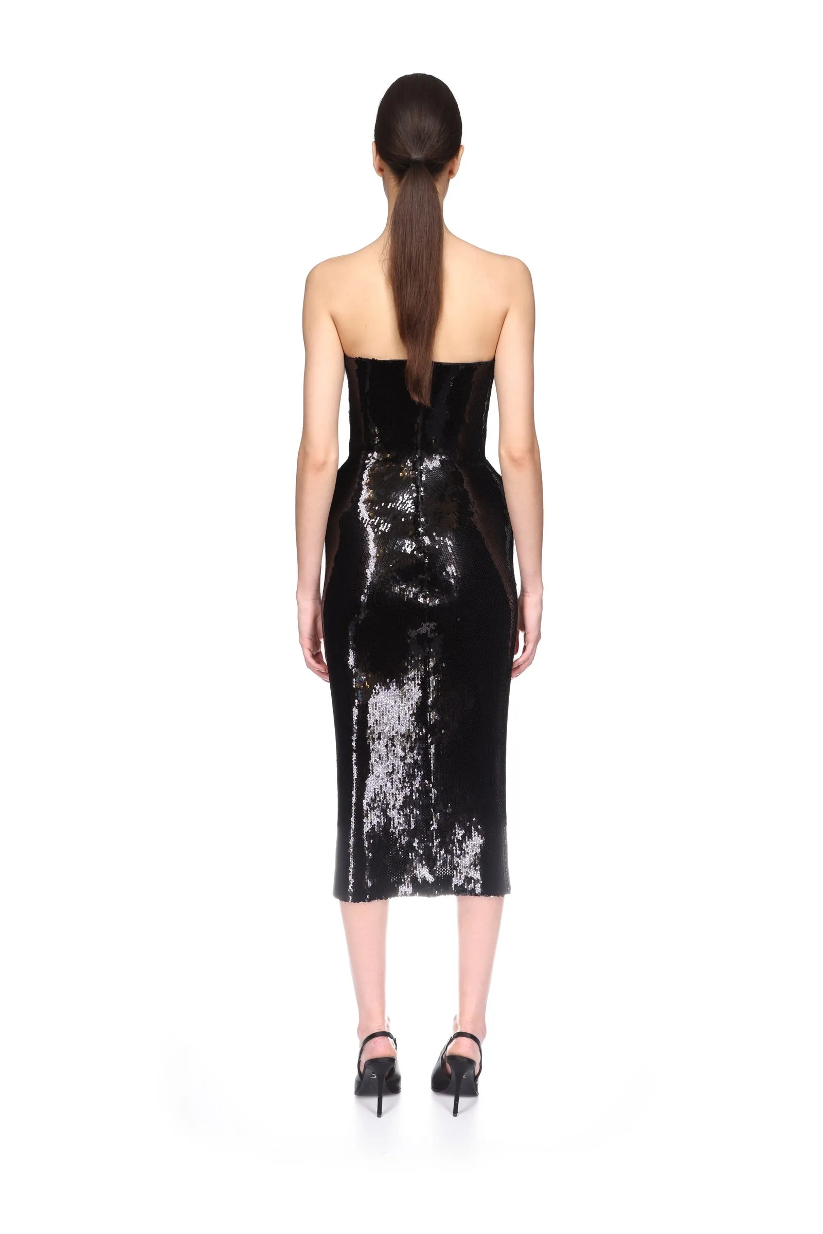 PADDED HIP DETAIL SEQUIN MIDI DRESS sold by David Koma product image thumbnail 5