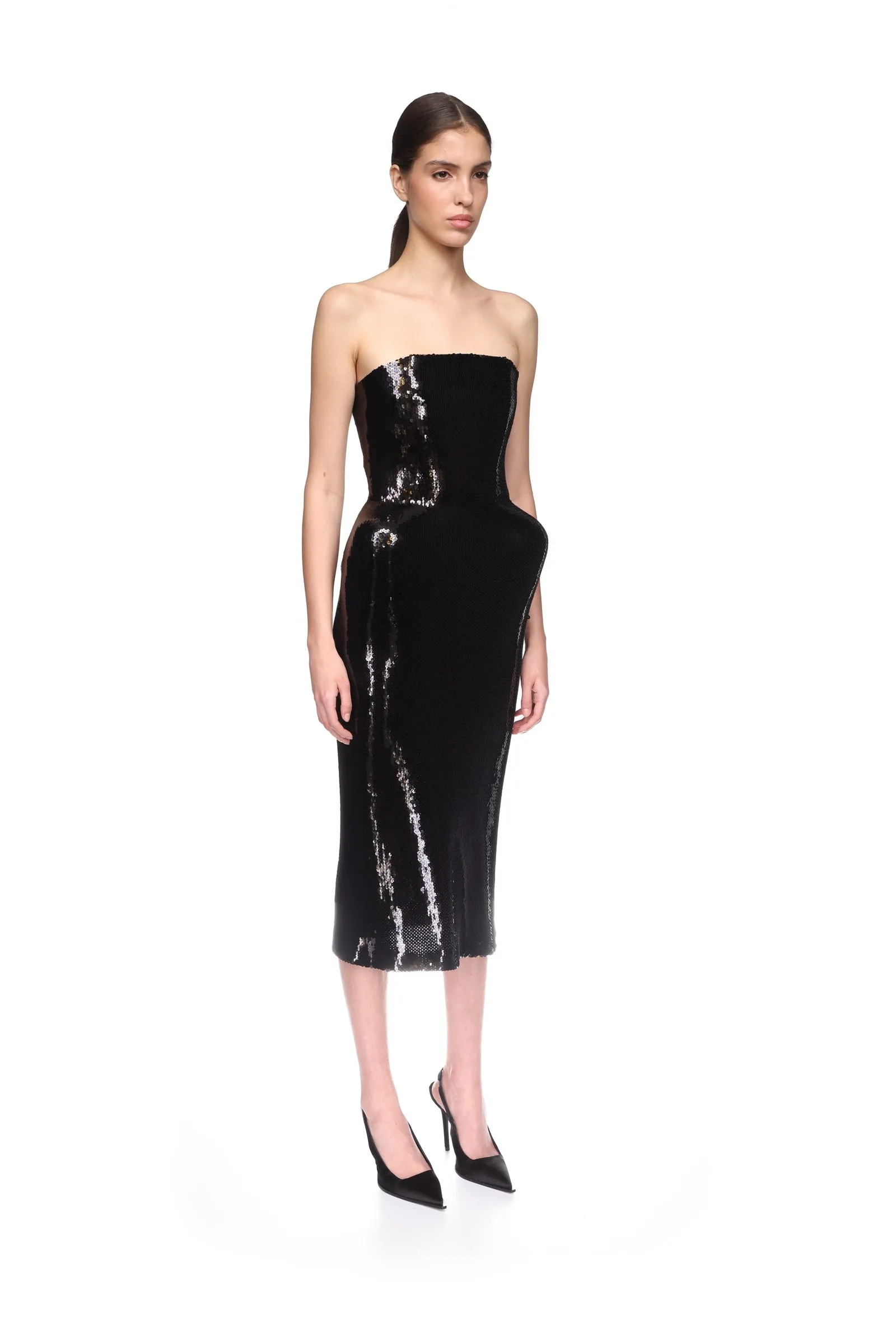 PADDED HIP DETAIL SEQUIN MIDI DRESS sold by David Koma product image thumbnail 4