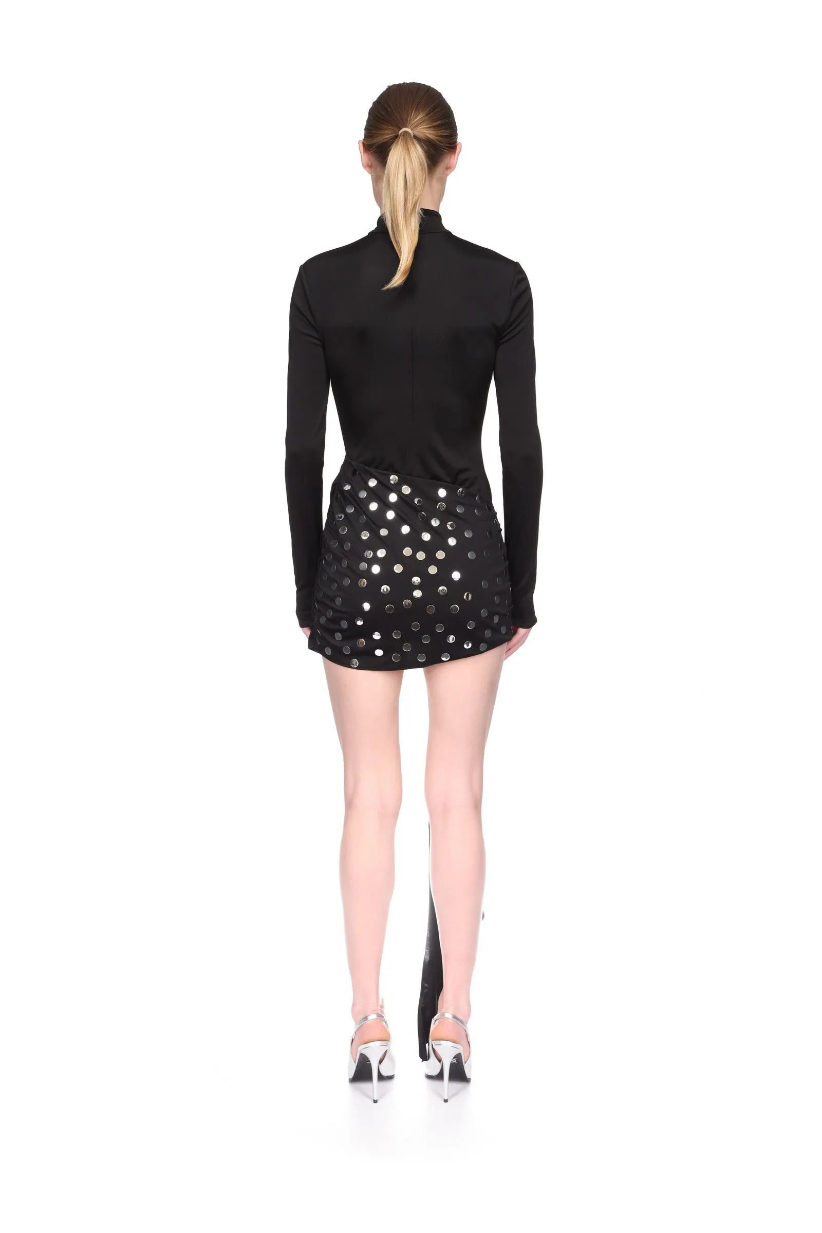 SILVER POLKA-DOTS OVERLAY MINI DRESS sold by David Koma product image thumbnail 5
