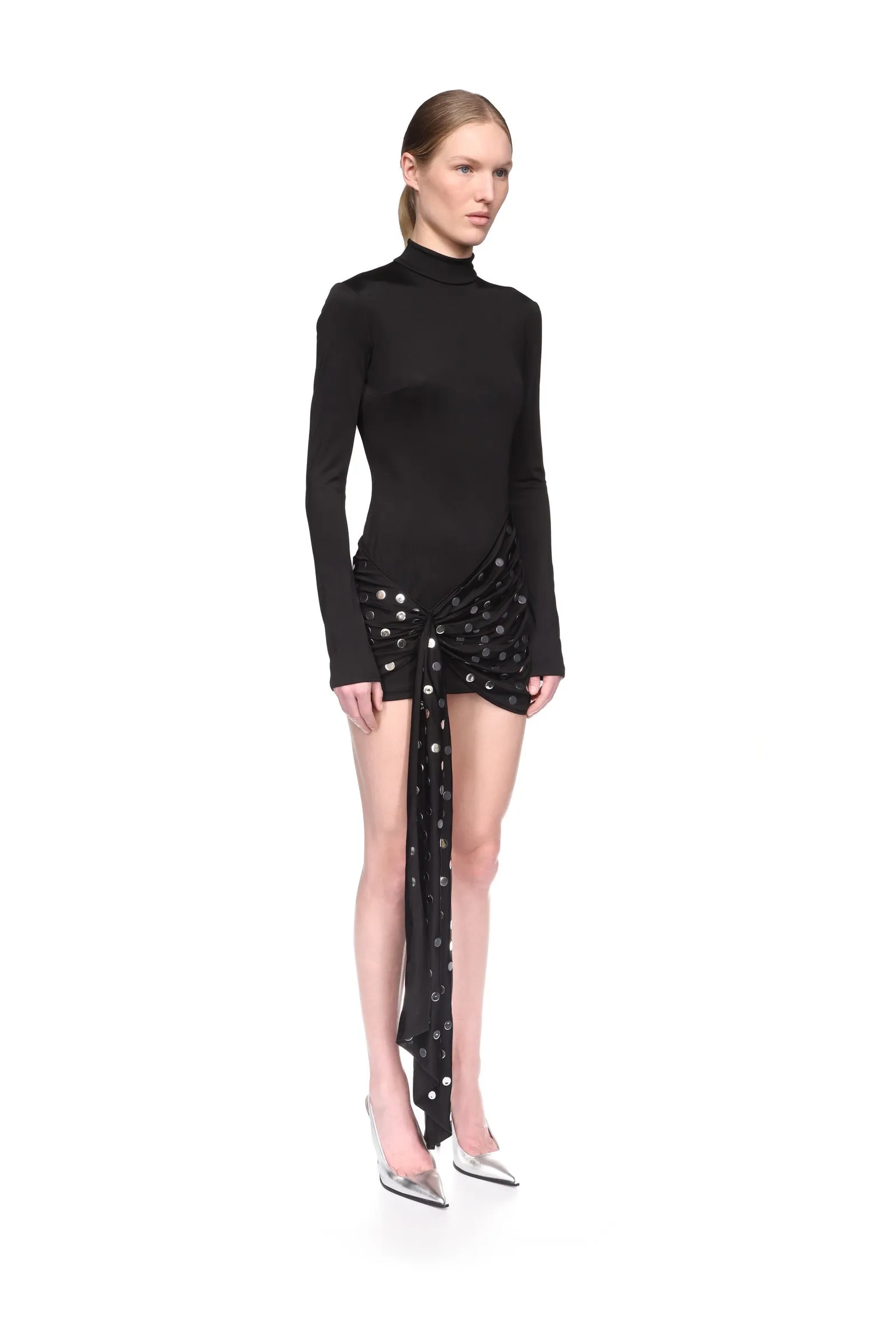 SILVER POLKA-DOTS OVERLAY MINI DRESS sold by David Koma product image thumbnail 4