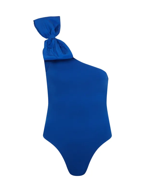 ONE SHOULDER BOW DETAIL BODYSUIT IN BLUE sold by David Koma