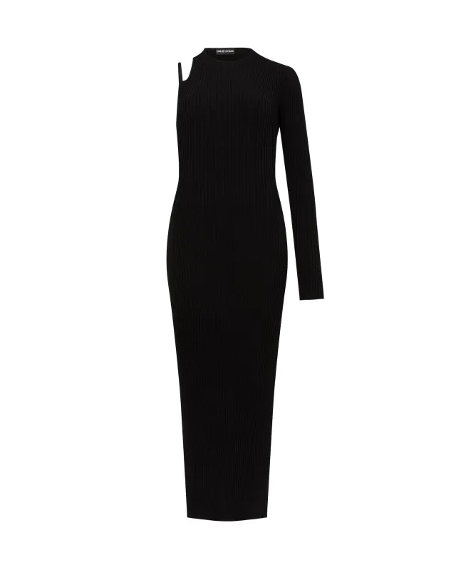 OPEN BACK ONE SLEEVE MIDI KNIT DRESS sold by David Koma