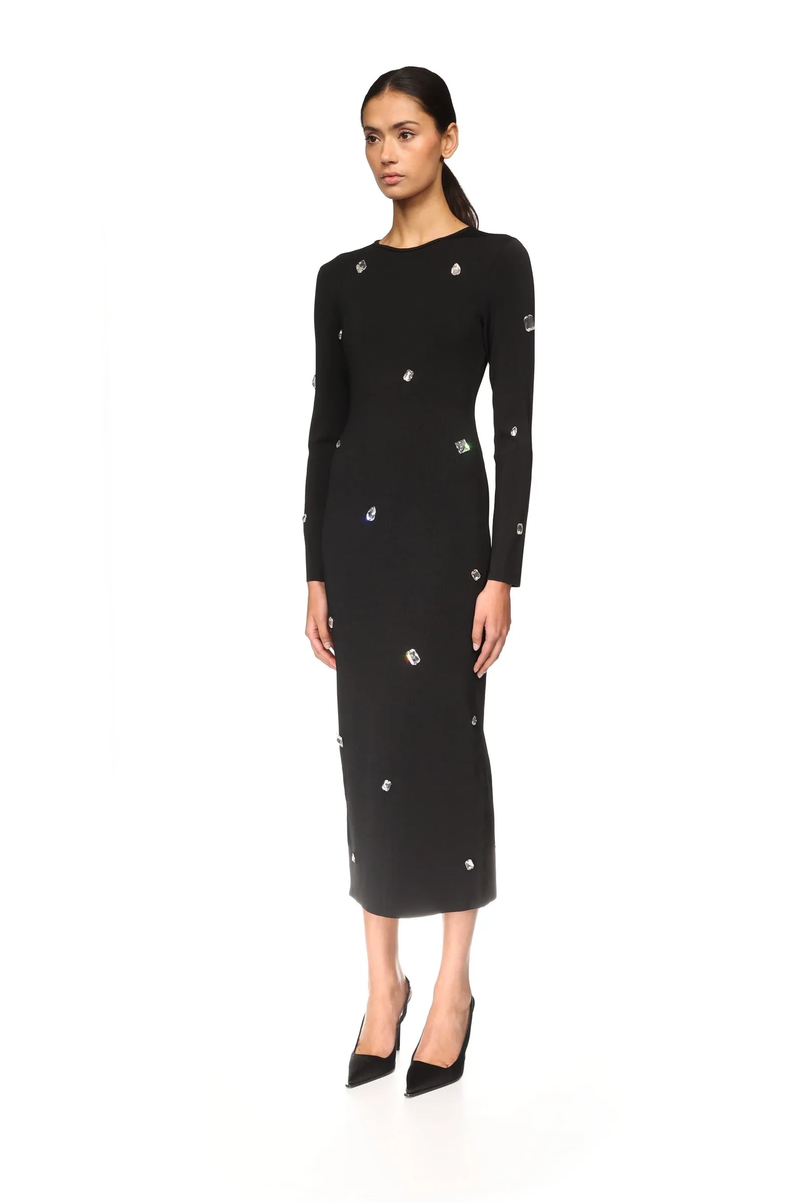 ALLOVER CRYSTAL EMBROIDERED MIDI KNIT DRESS sold by David Koma product image thumbnail 3
