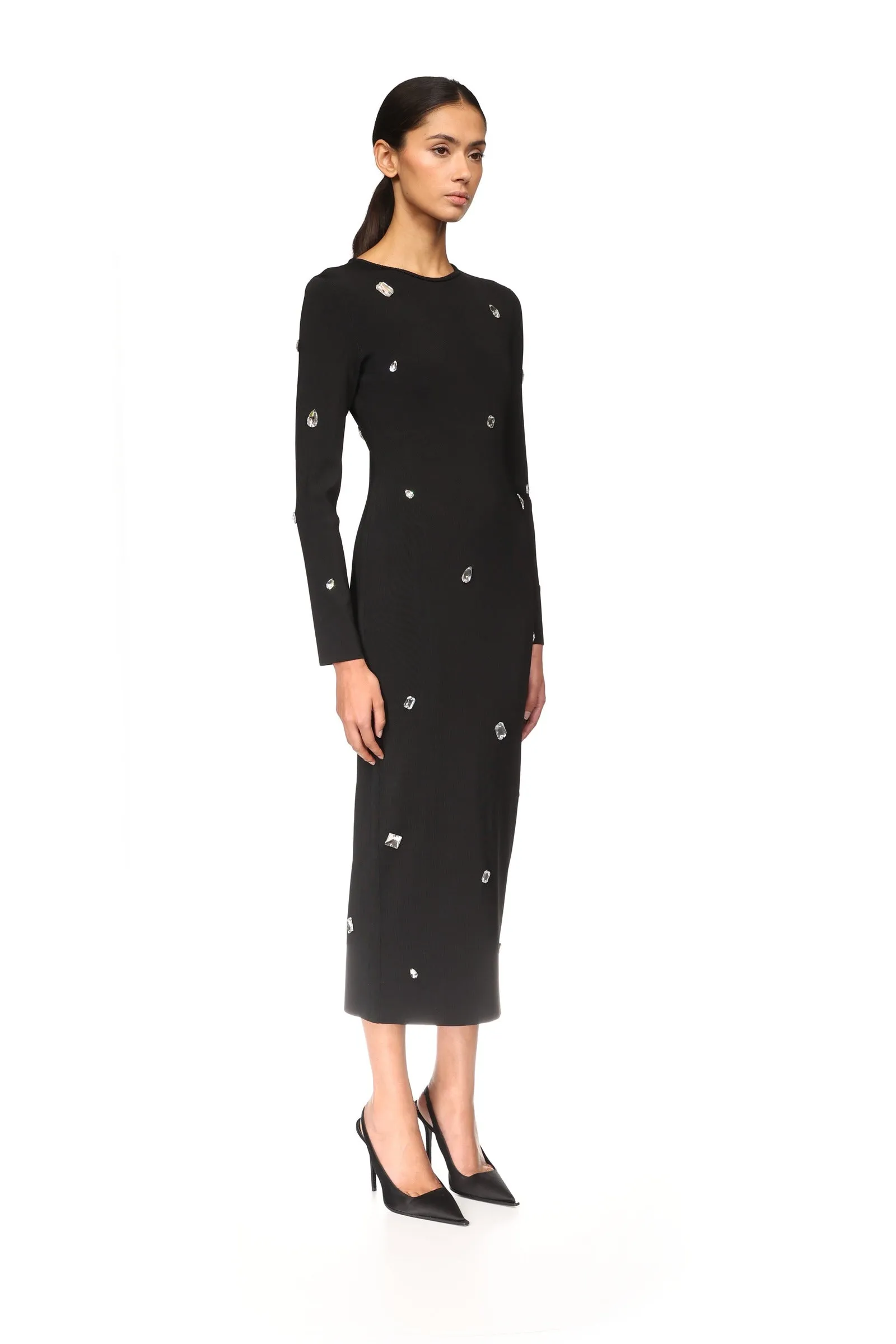 ALLOVER CRYSTAL EMBROIDERED MIDI KNIT DRESS sold by David Koma product image thumbnail 4