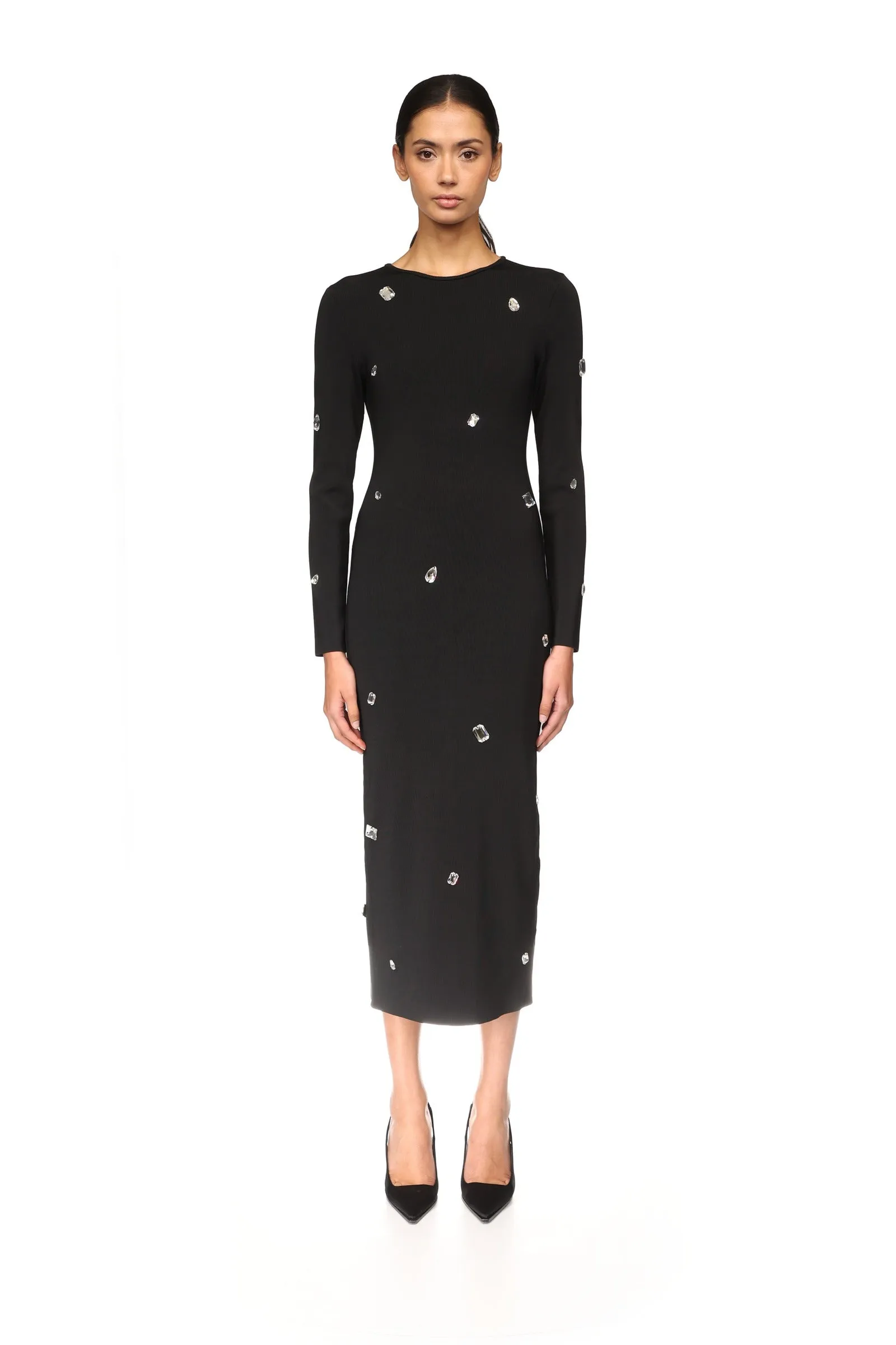 ALLOVER CRYSTAL EMBROIDERED MIDI KNIT DRESS sold by David Koma product image thumbnail 2