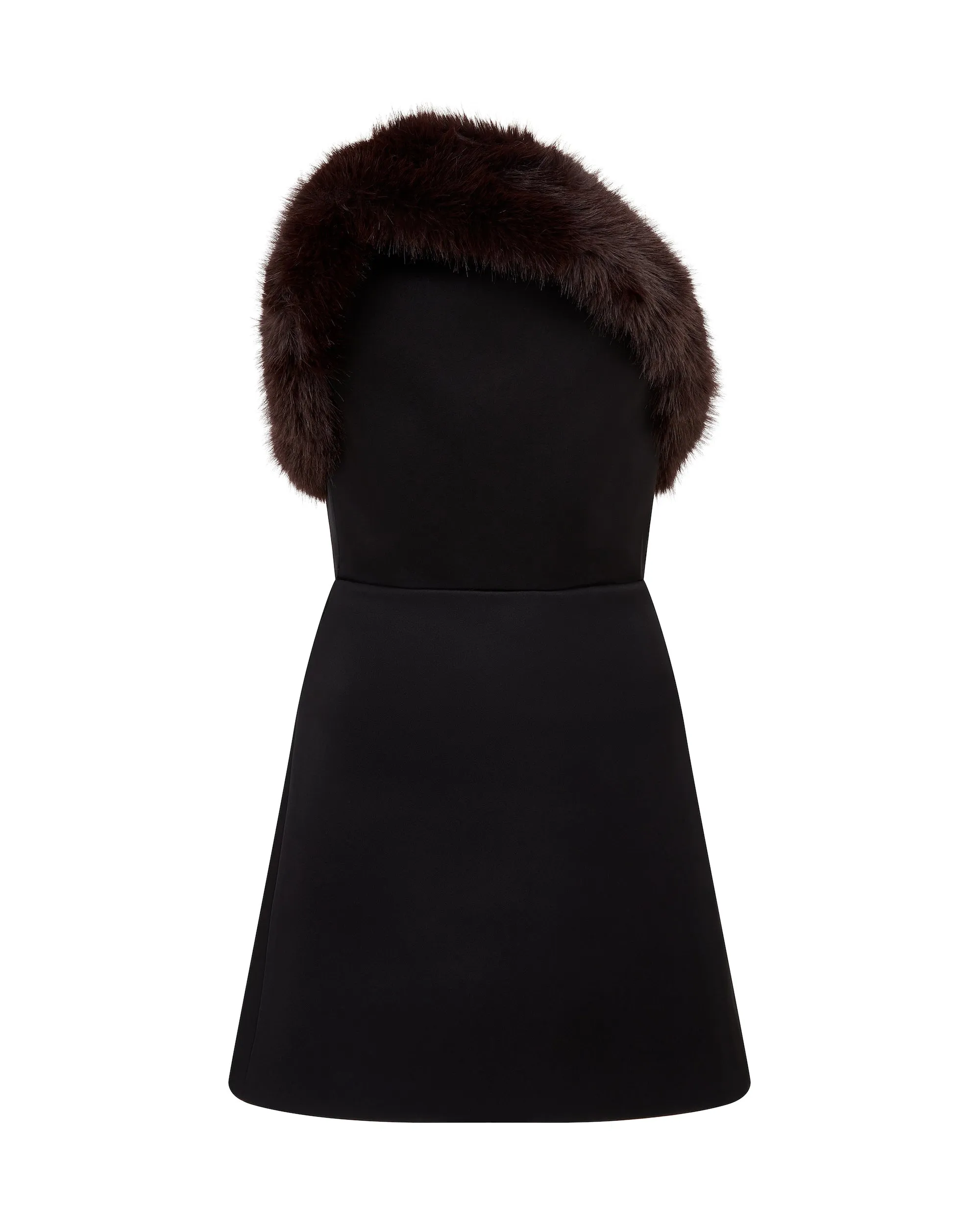 FAUX-FUR TRIM STRAPLESS MINI DRESS sold by David Koma