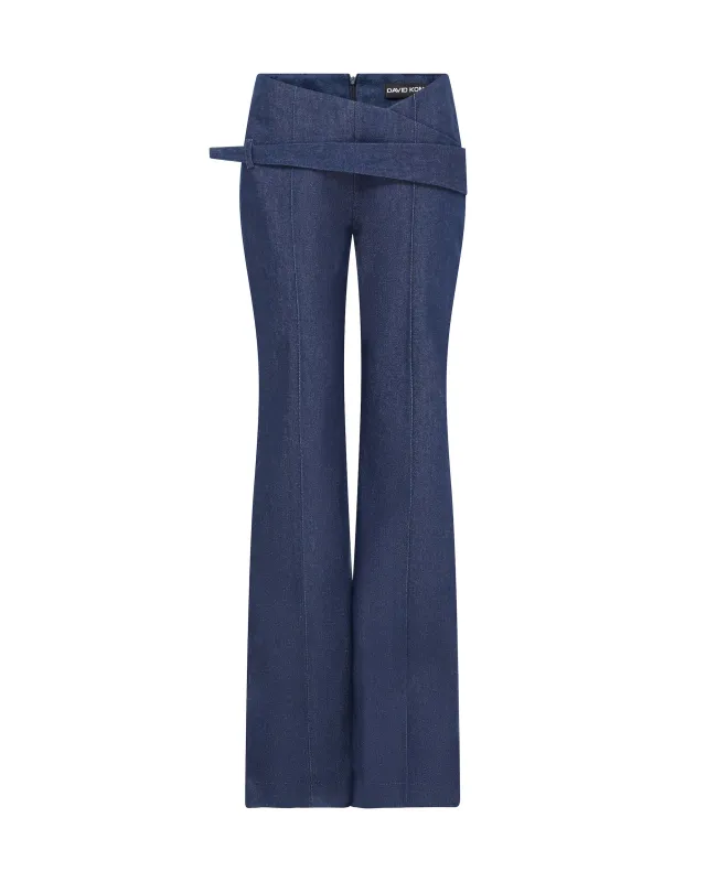 ASYMMETRIC WAIST DETAIL DENIM TROUSERS sold by David Koma