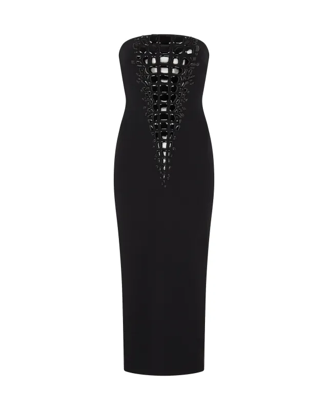 CROC ENAMEL EMBROIDERY MIDI DRESS made by David Koma