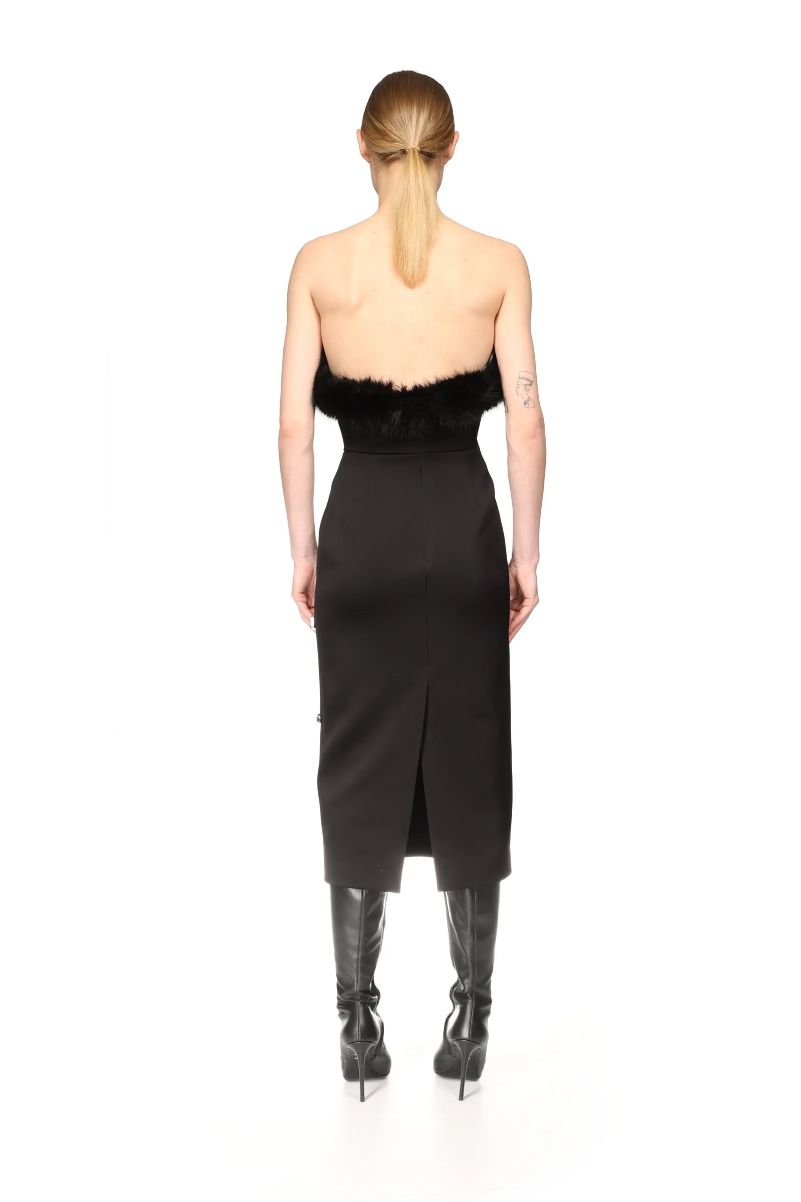 FAUX-FUR TRIM AND CRYSTAL EMBROIDERED MIDI DRESS sold by David Koma product image thumbnail 5