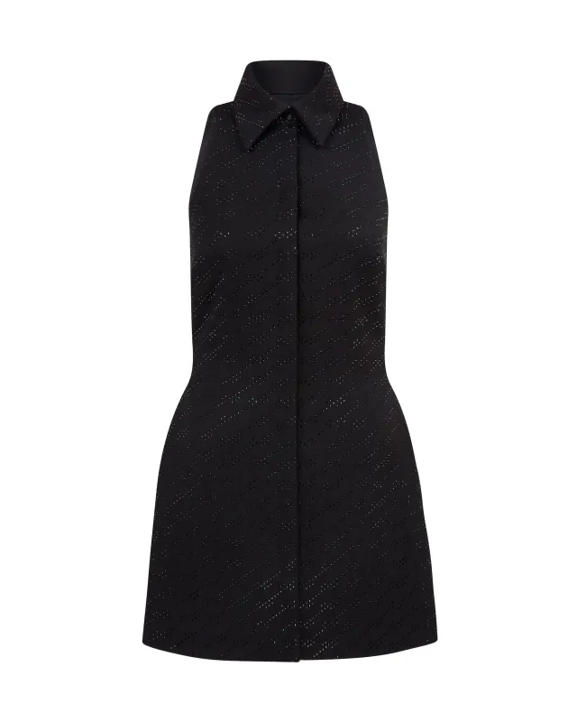 ALLOVER RHINESTONE EMBROIDERED MINI POLO DRESS sold by David Koma