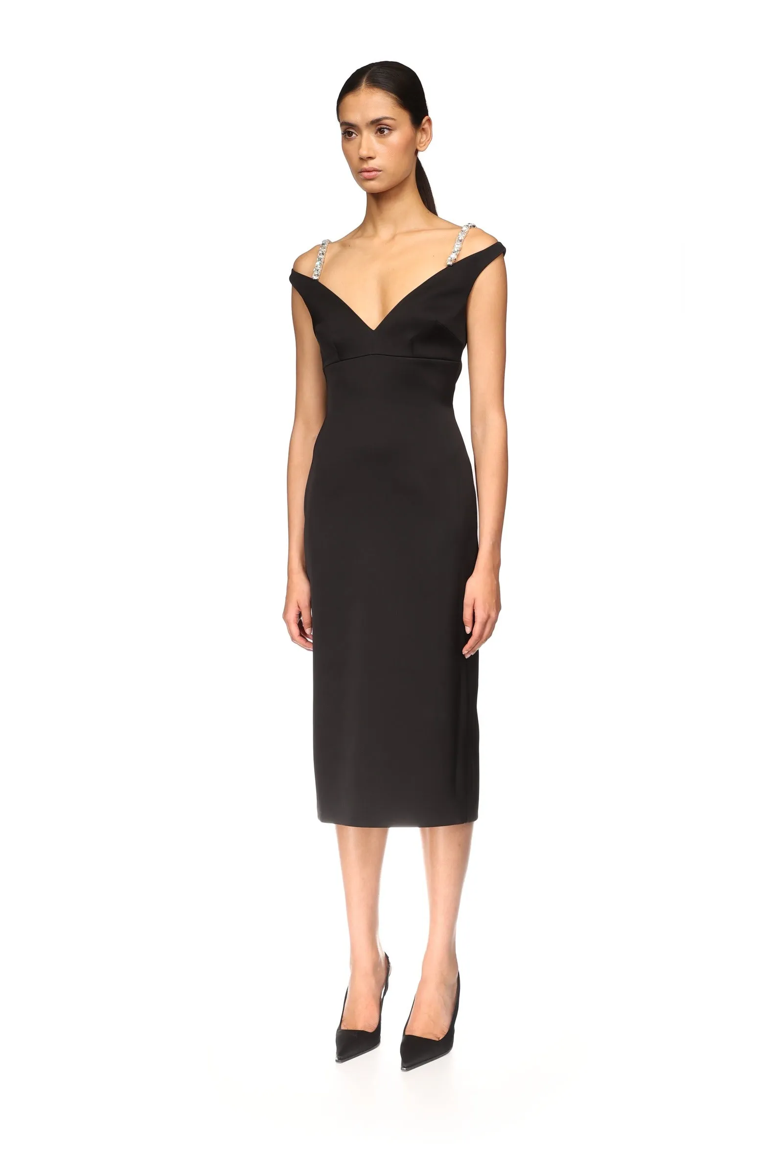 CRYSTAL STRAP DETAIL MIDI DRESS sold by David Koma product image thumbnail 3