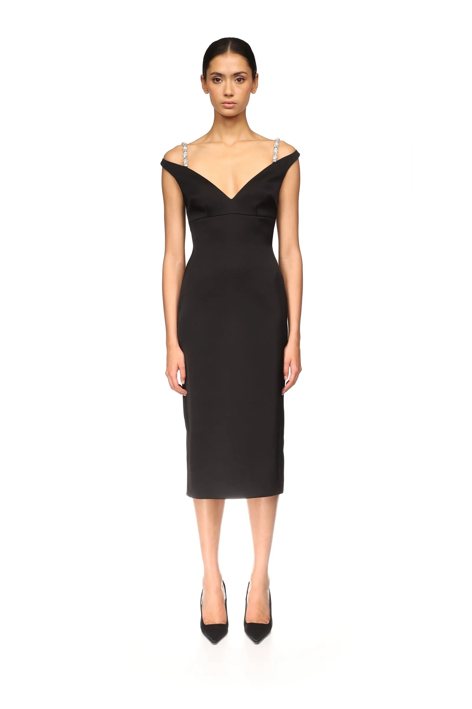 CRYSTAL STRAP DETAIL MIDI DRESS sold by David Koma product image thumbnail 2