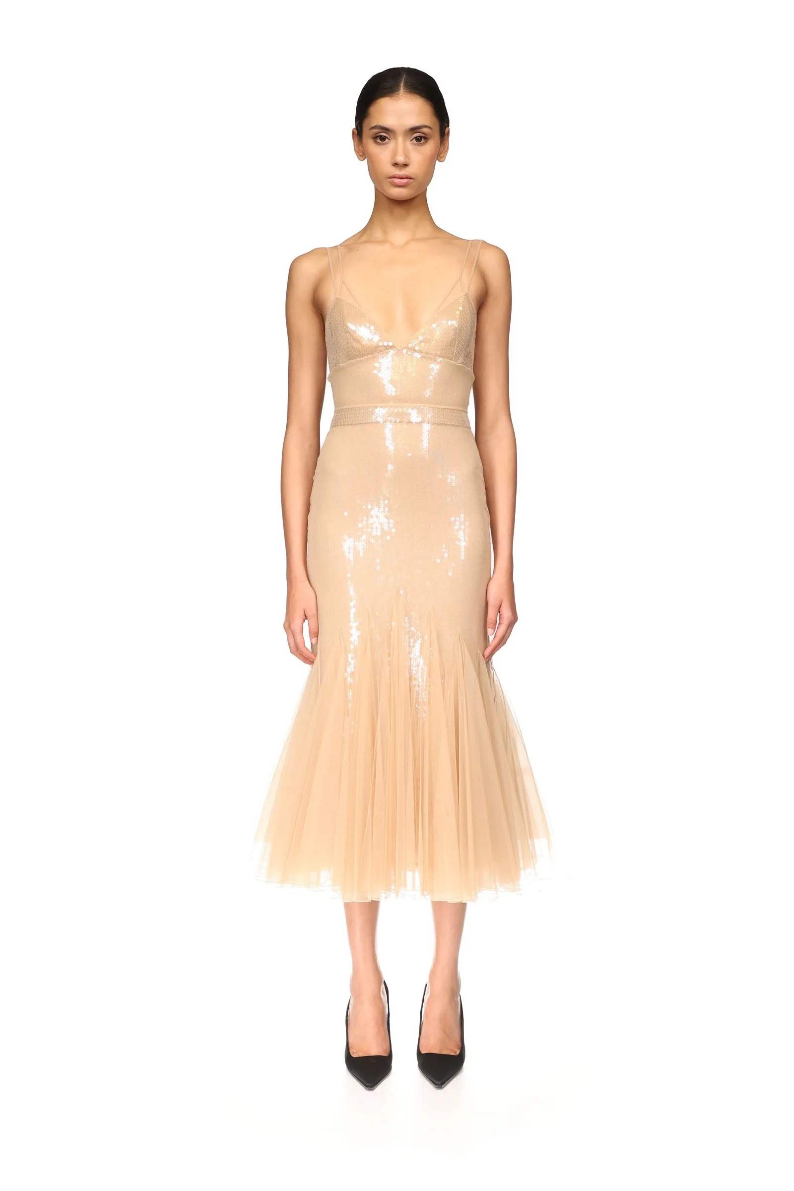 SEQUIN AND TULLE CAMI MIDI DRESS sold by David Koma product image thumbnail 2