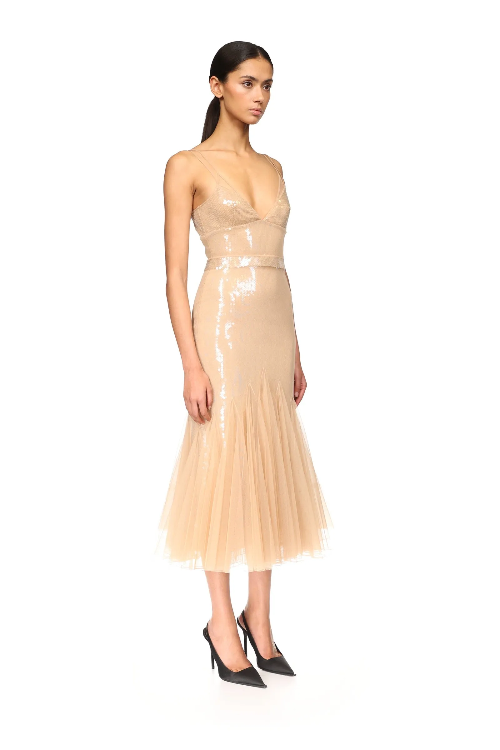 SEQUIN AND TULLE CAMI MIDI DRESS sold by David Koma product image thumbnail 4